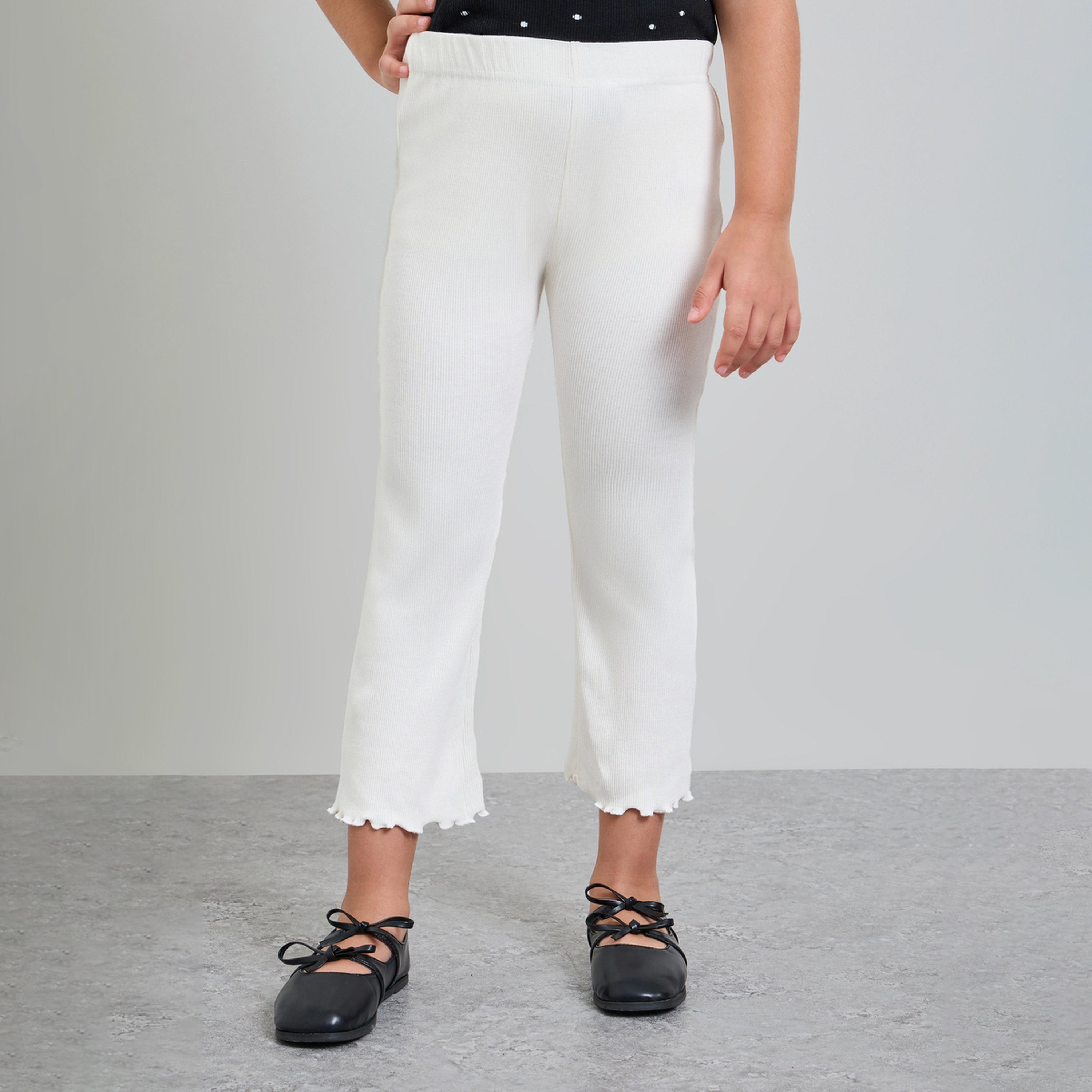 ليقنز مضلع بحافة مموجة للبنات-girls-clothing-bottoms-leggings-image-1