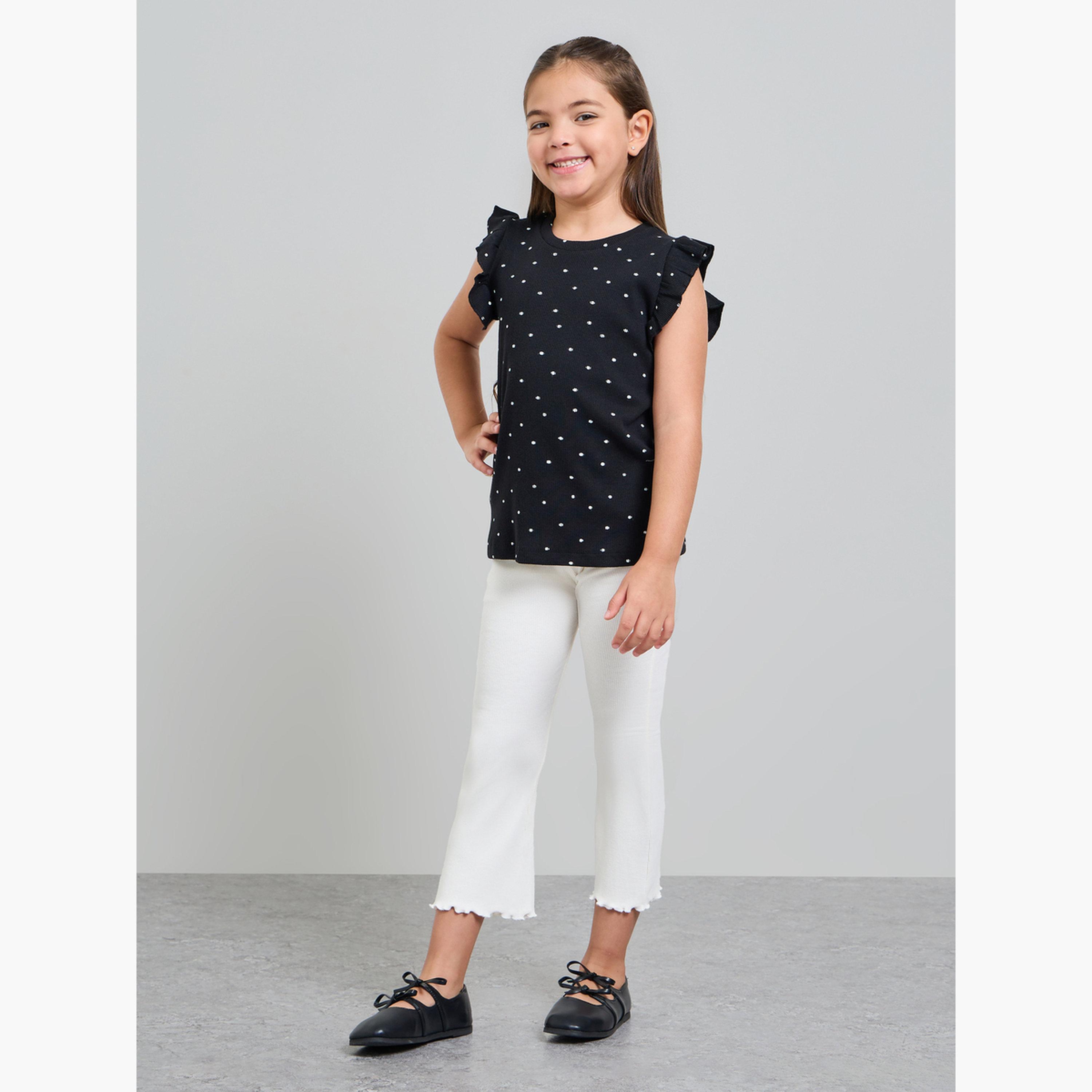 ليقنز مضلع بحافة مموجة للبنات-girls-clothing-bottoms-leggings-image-2
