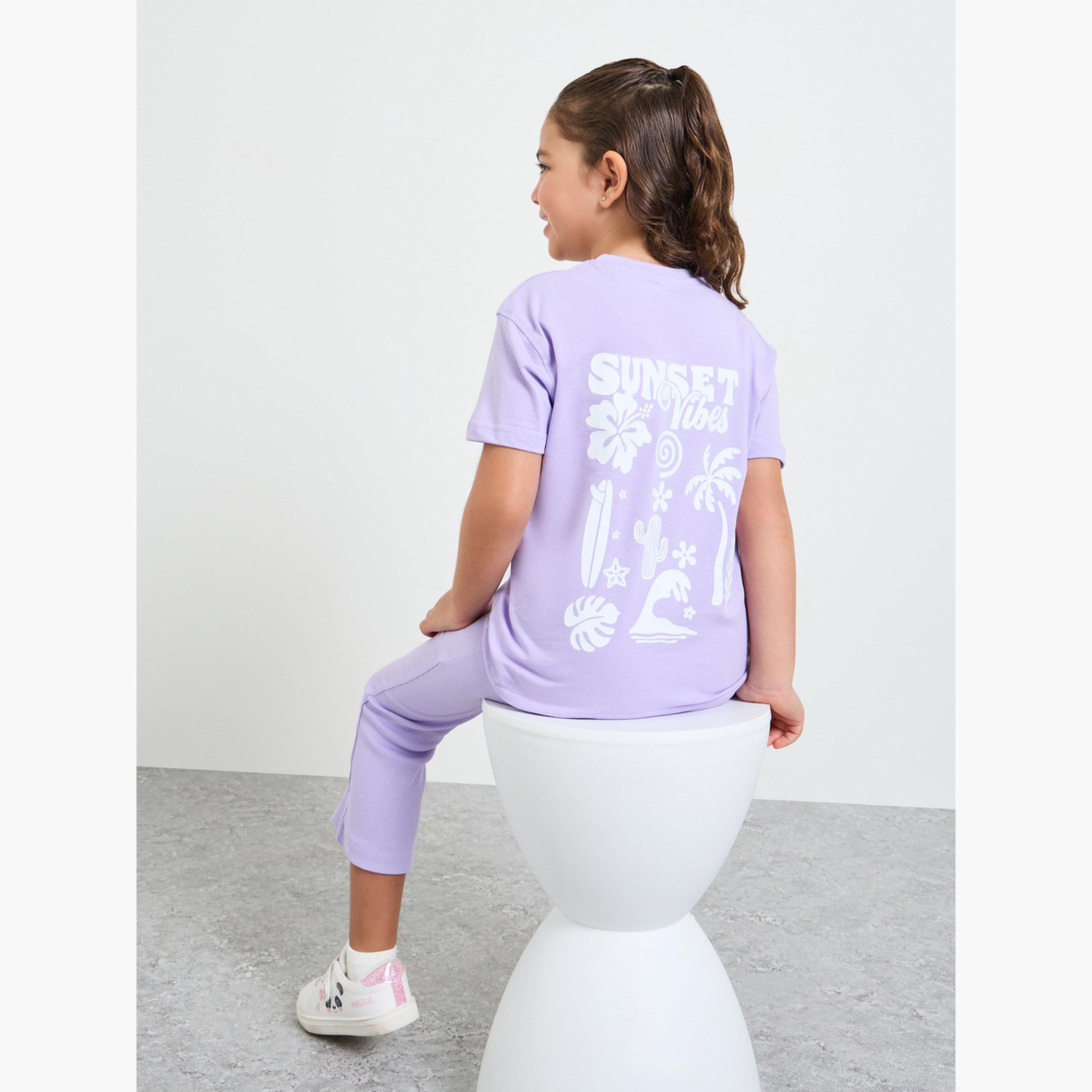 Styli Girls Graphic Print Oversized T-Shirt and Leggings Set-girls-clothing-setsandcoords-image-2