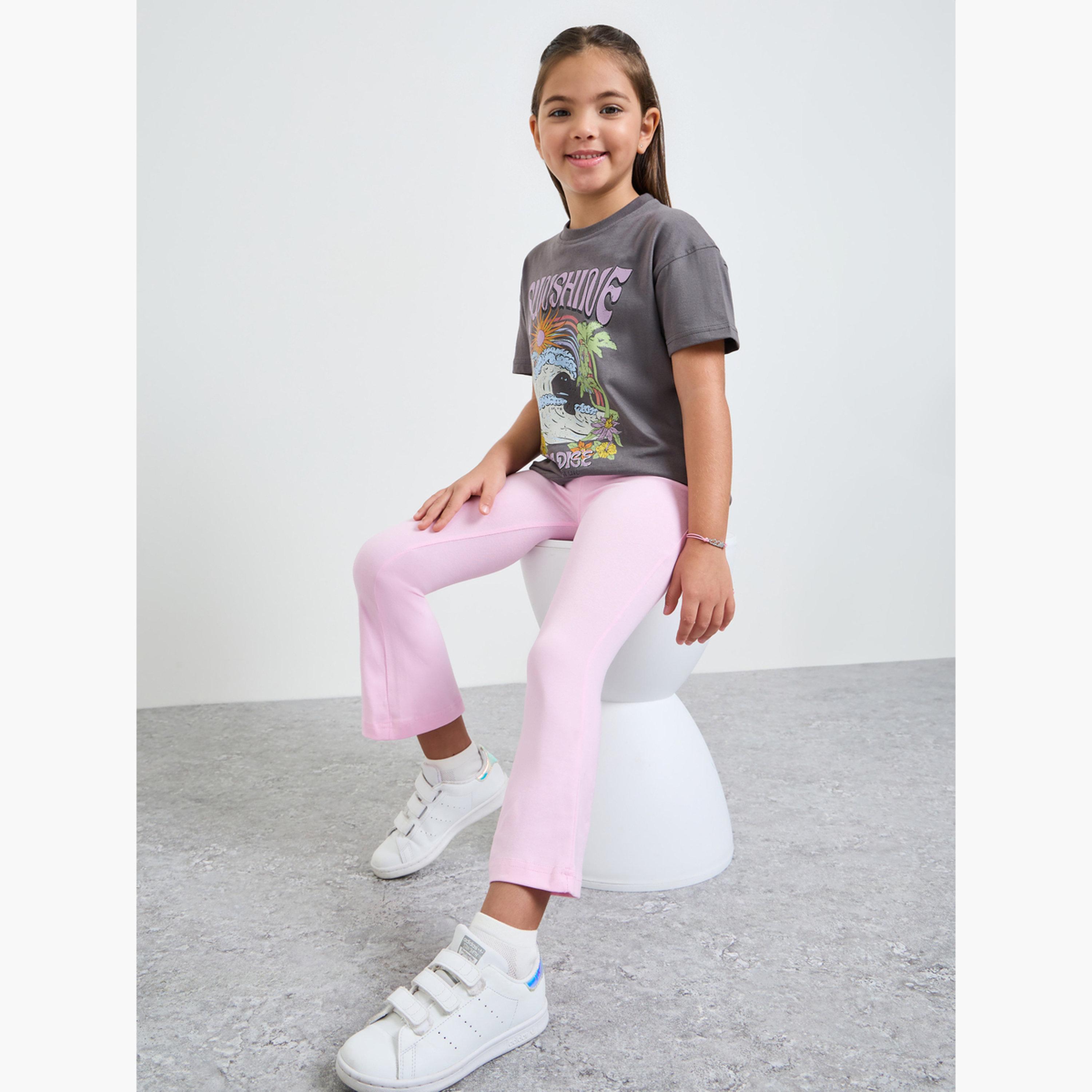 مجموعة من ليقنز واسع وتيشيرت بطبعة جرافيك للبنات-girls-clothing-setsandcoords-image-2