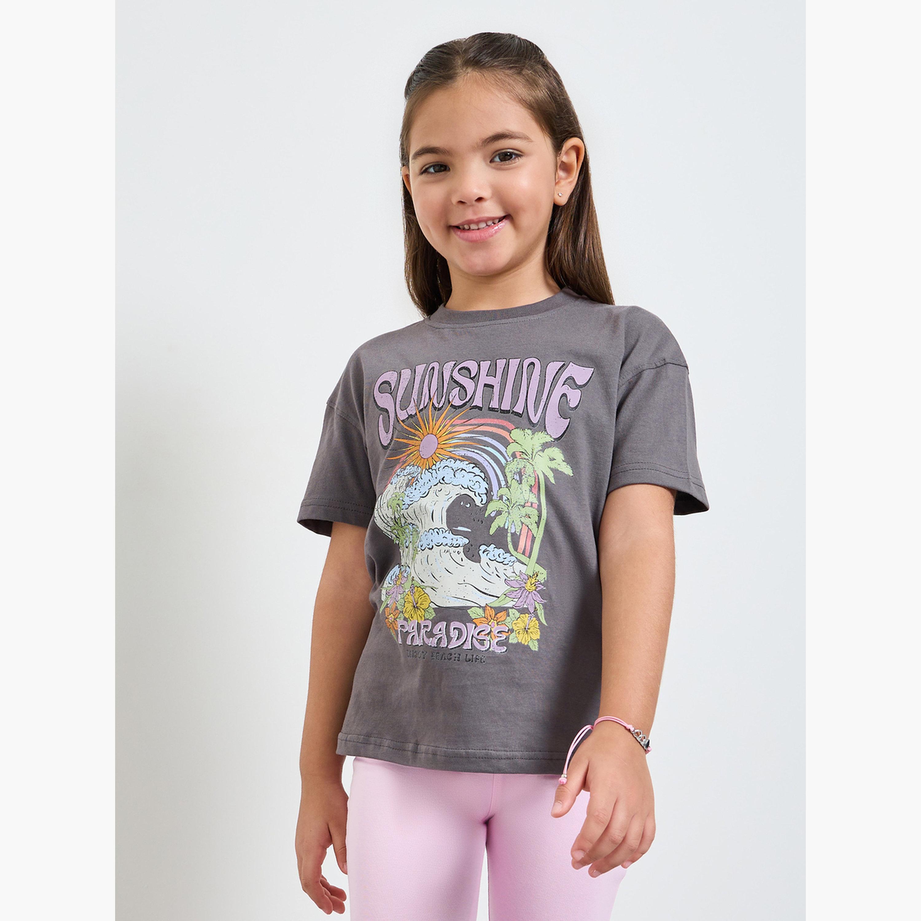 مجموعة من ليقنز واسع وتيشيرت بطبعة جرافيك للبنات-girls-clothing-setsandcoords-image-3
