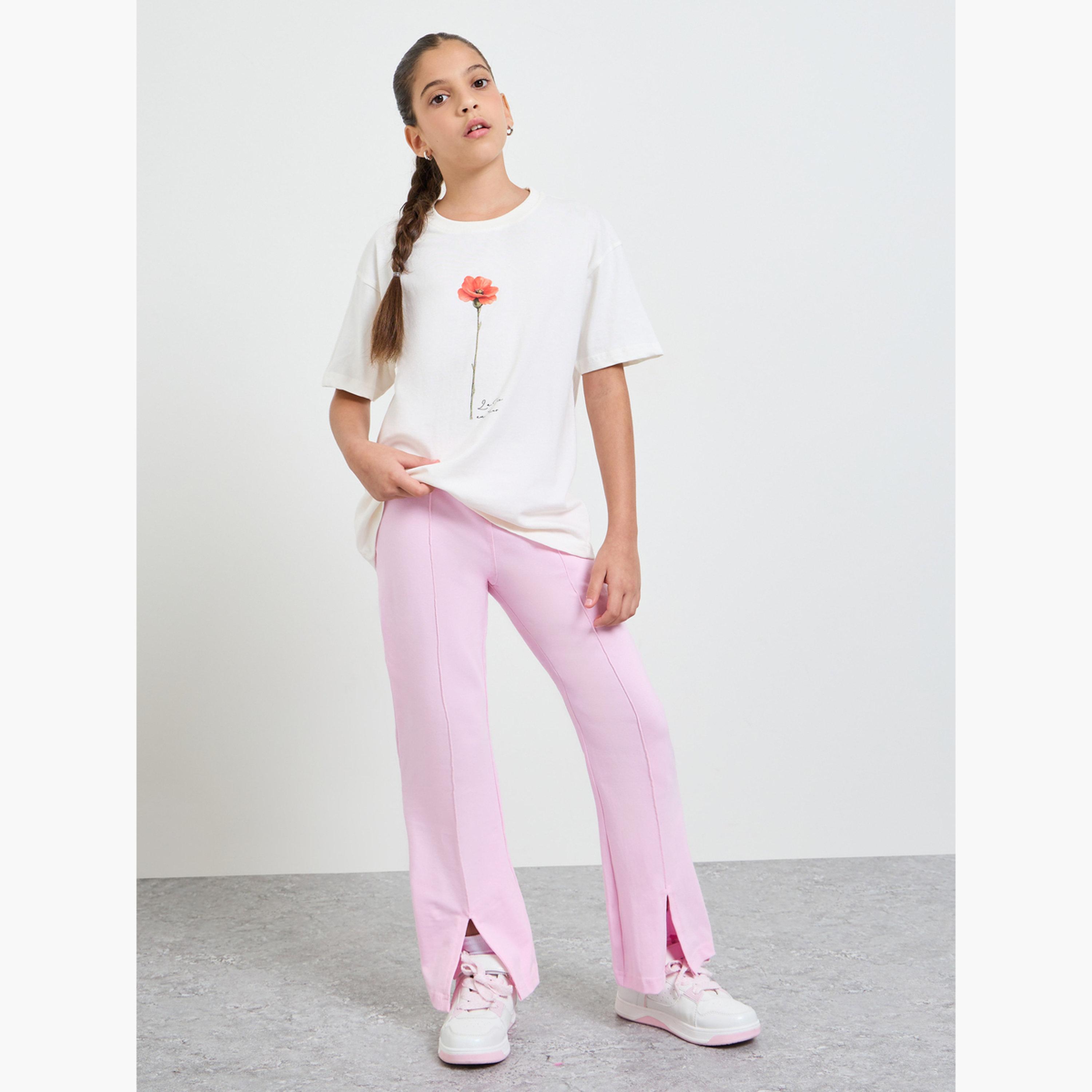 Styli Teen Girls Oversized T-Shirt and Flared Leggings Set-girls-clothing-setsandcoords-image-1