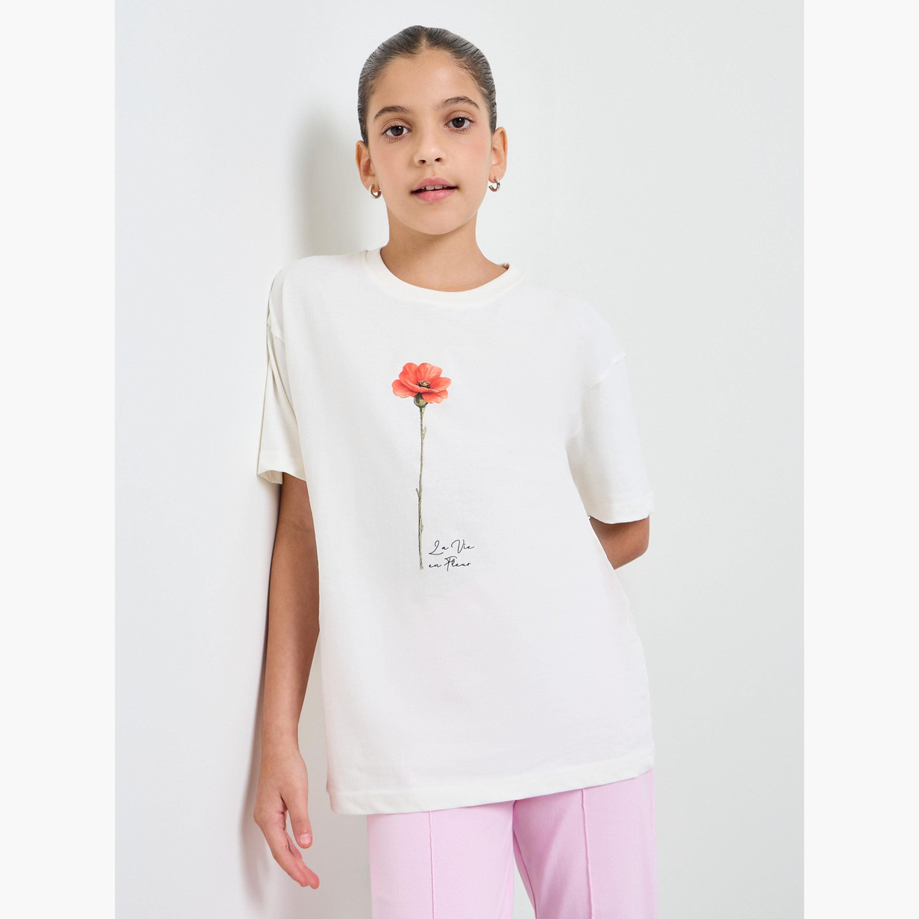Styli Teen Girls Oversized T-Shirt and Flared Leggings Set-girls-clothing-setsandcoords-image-2