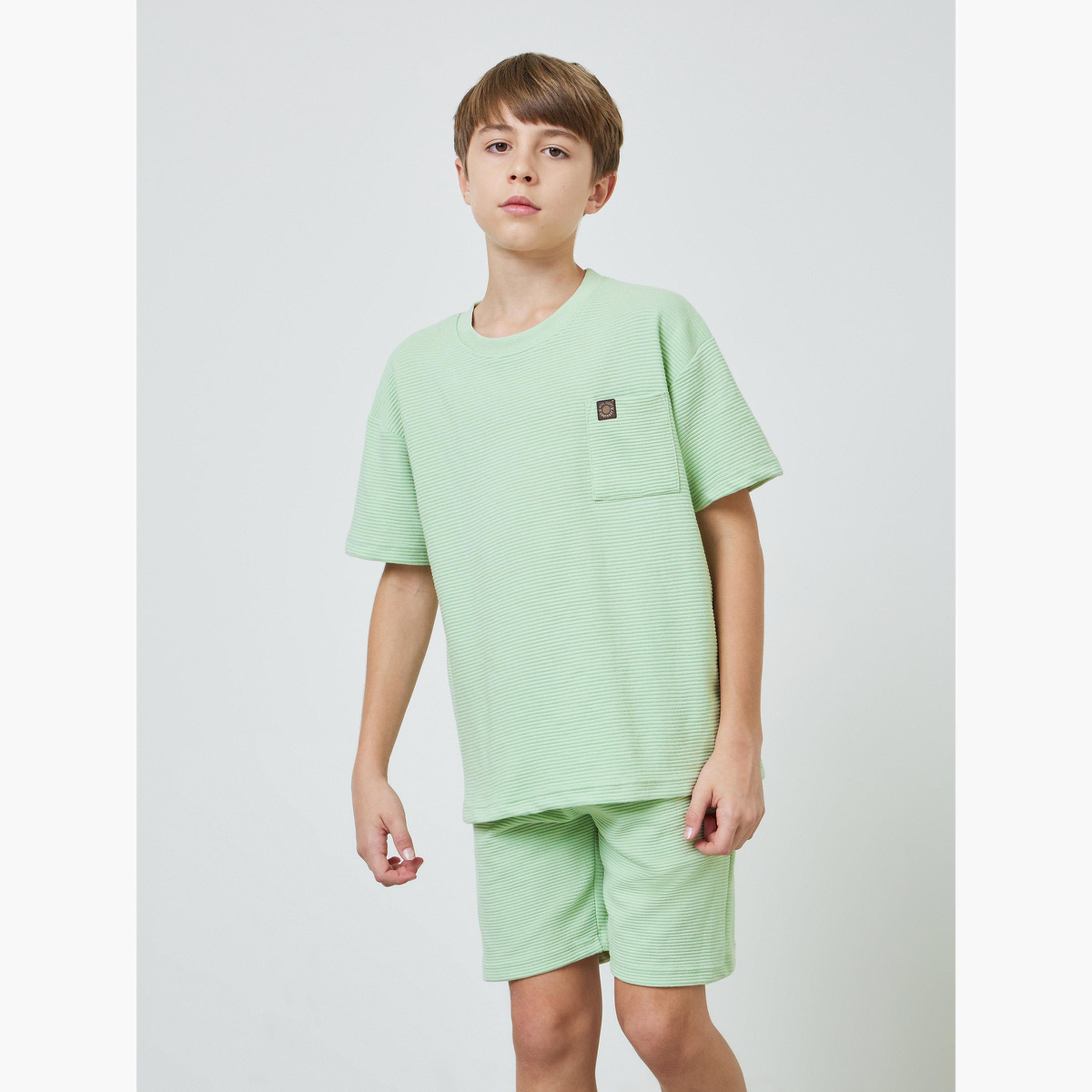 Styli Teen Boys Textured Oversized T-Shirt and Shorts Set-boys-clothing-setsandcoords-image-1