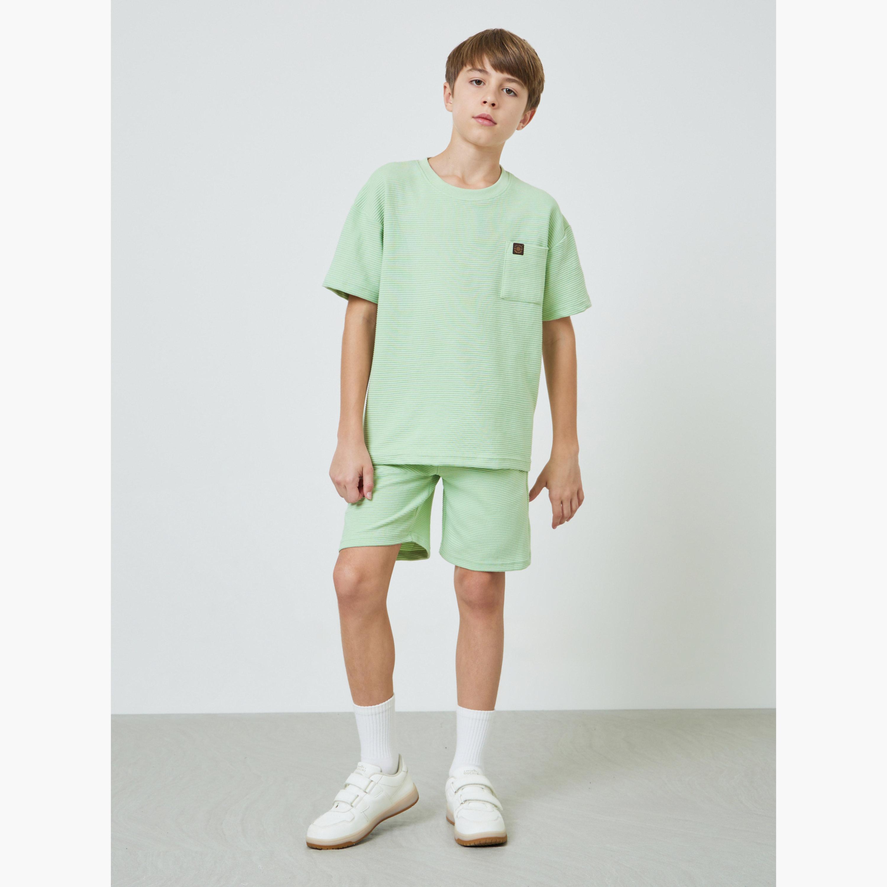 Styli Teen Boys Textured Oversized T-Shirt and Shorts Set-boys-clothing-setsandcoords-image-2
