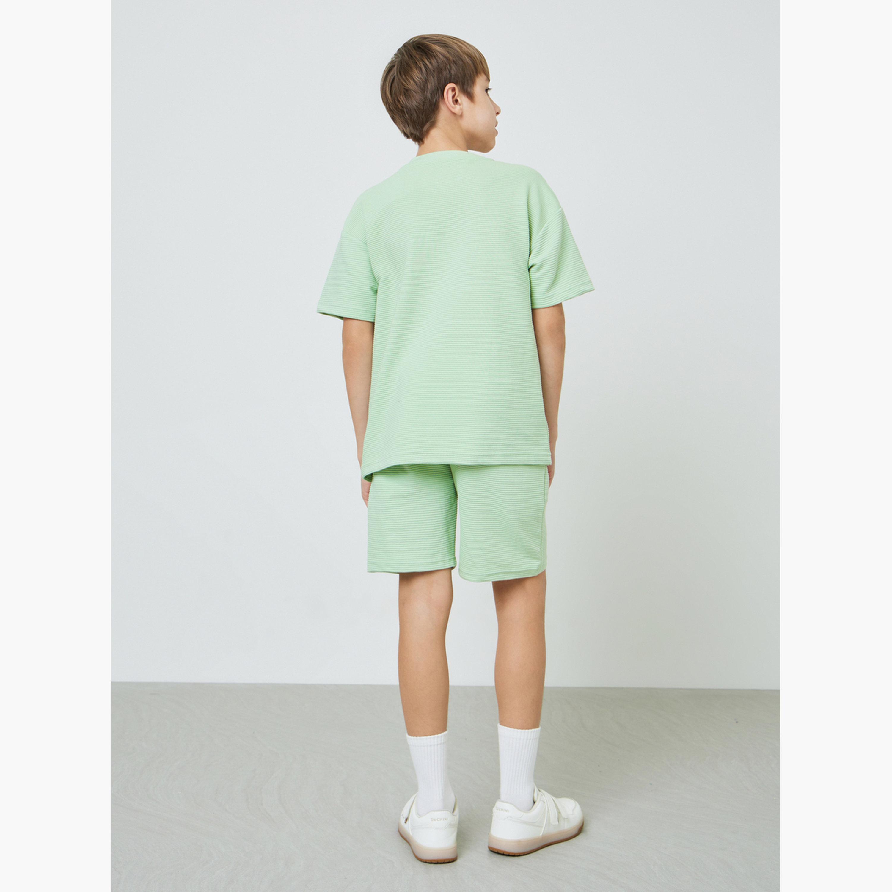 Styli Teen Boys Textured Oversized T-Shirt and Shorts Set-boys-clothing-setsandcoords-image-4