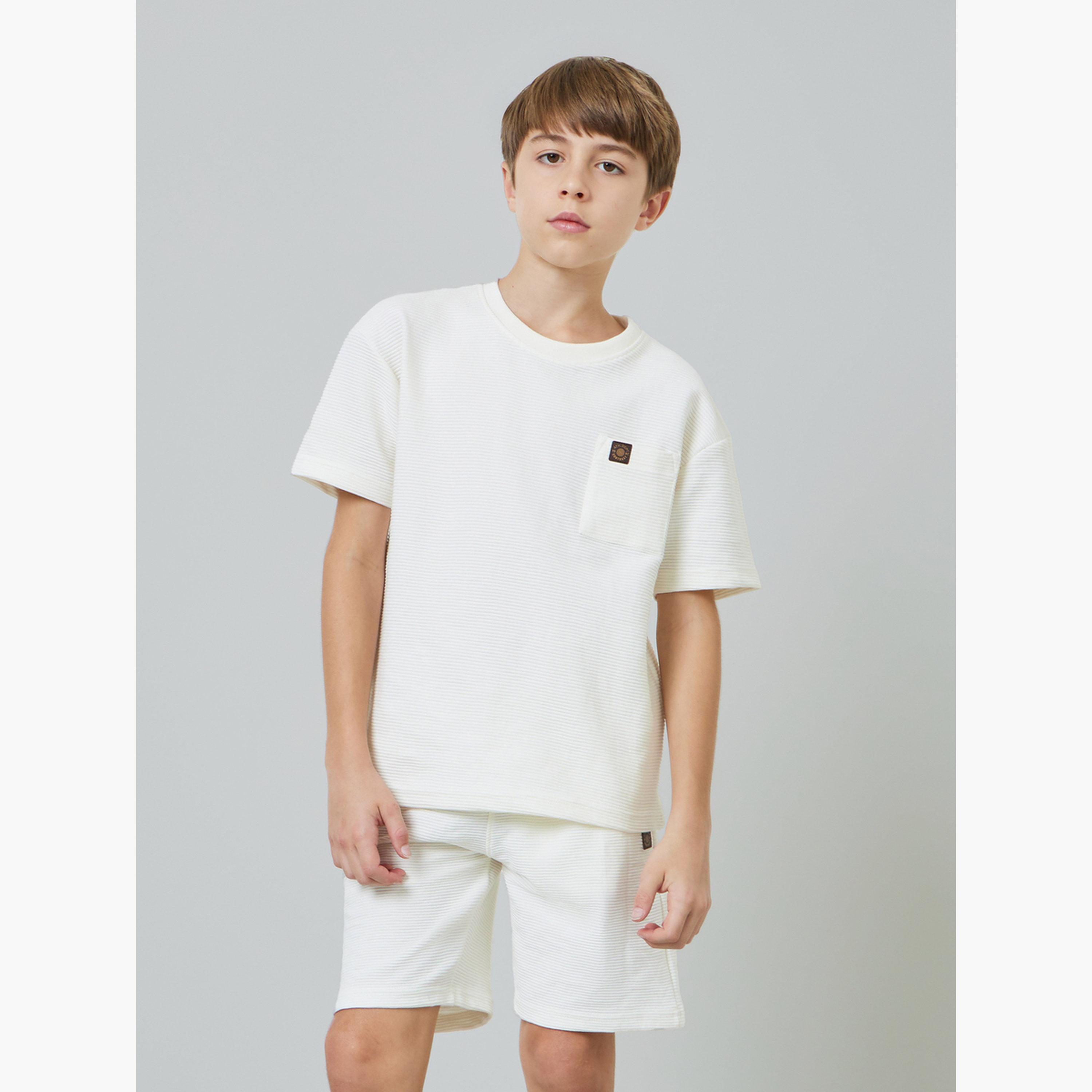 Styli Teen Boys Textured Oversized T-Shirt and Shorts Set-boys-clothing-setsandcoords-image-1