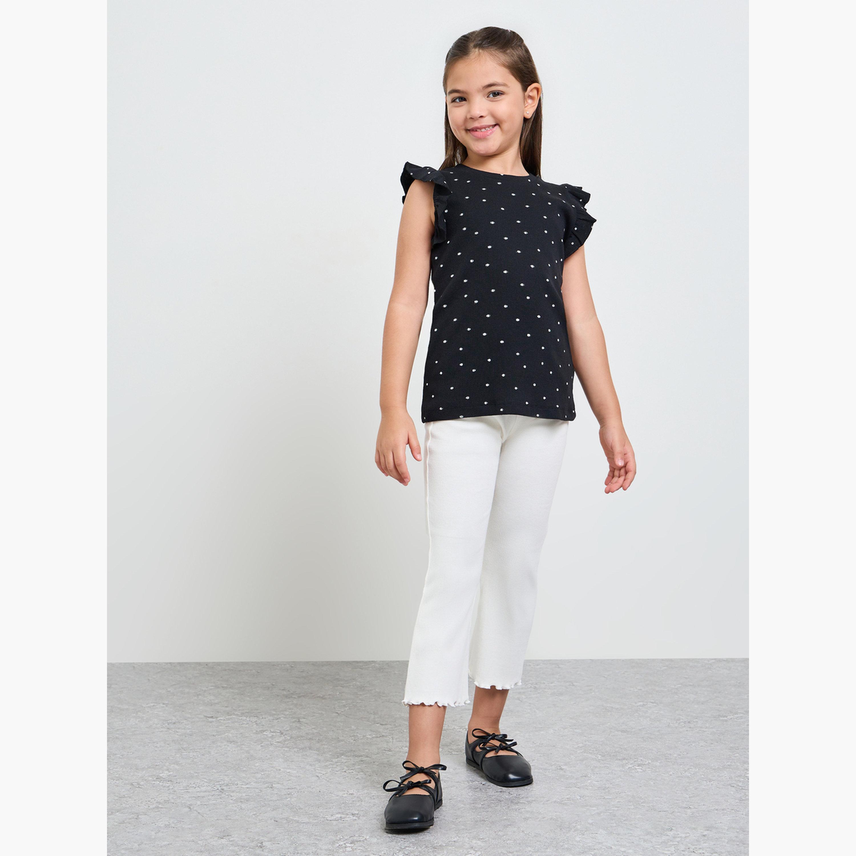 Styli Pack of 2 - Round Neck Frill Sleeve T-Shirt-girls-clothing-tshirts-image-3