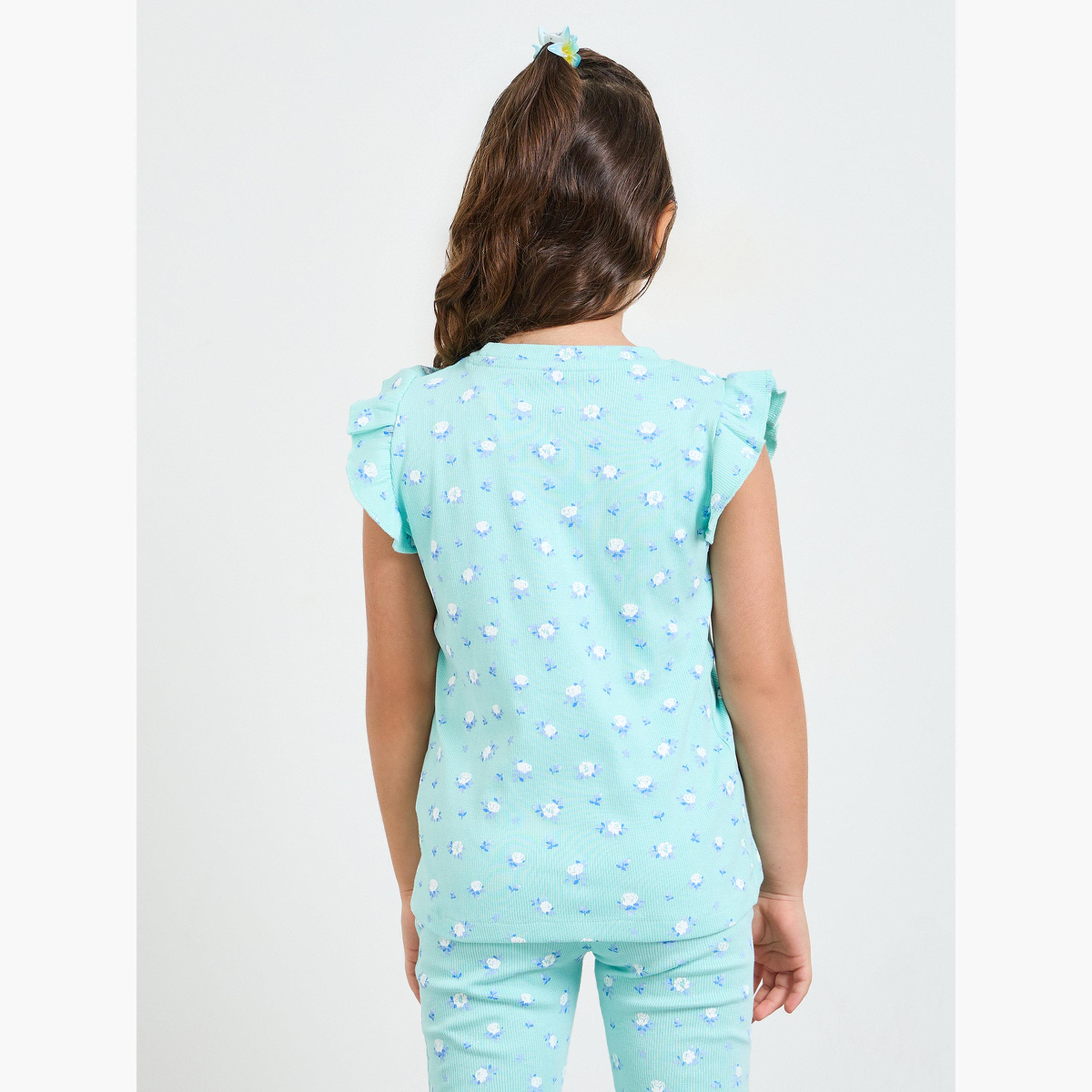 Styli Pack of 2 - Round Neck Frill Sleeve T-Shirt-girls-clothing-tshirts-image-5