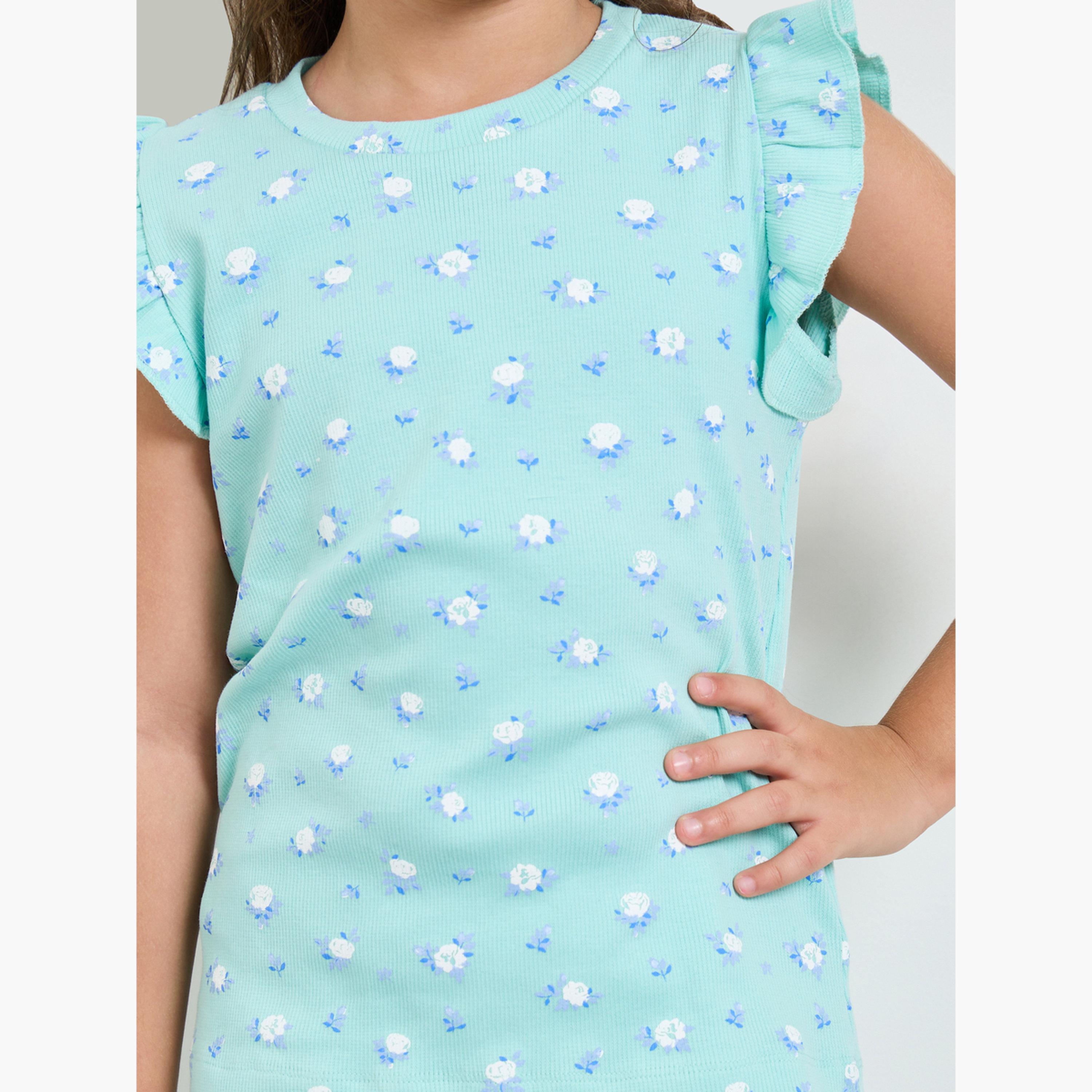 Styli Pack of 2 - Round Neck Frill Sleeve T-Shirt-girls-clothing-tshirts-image-6
