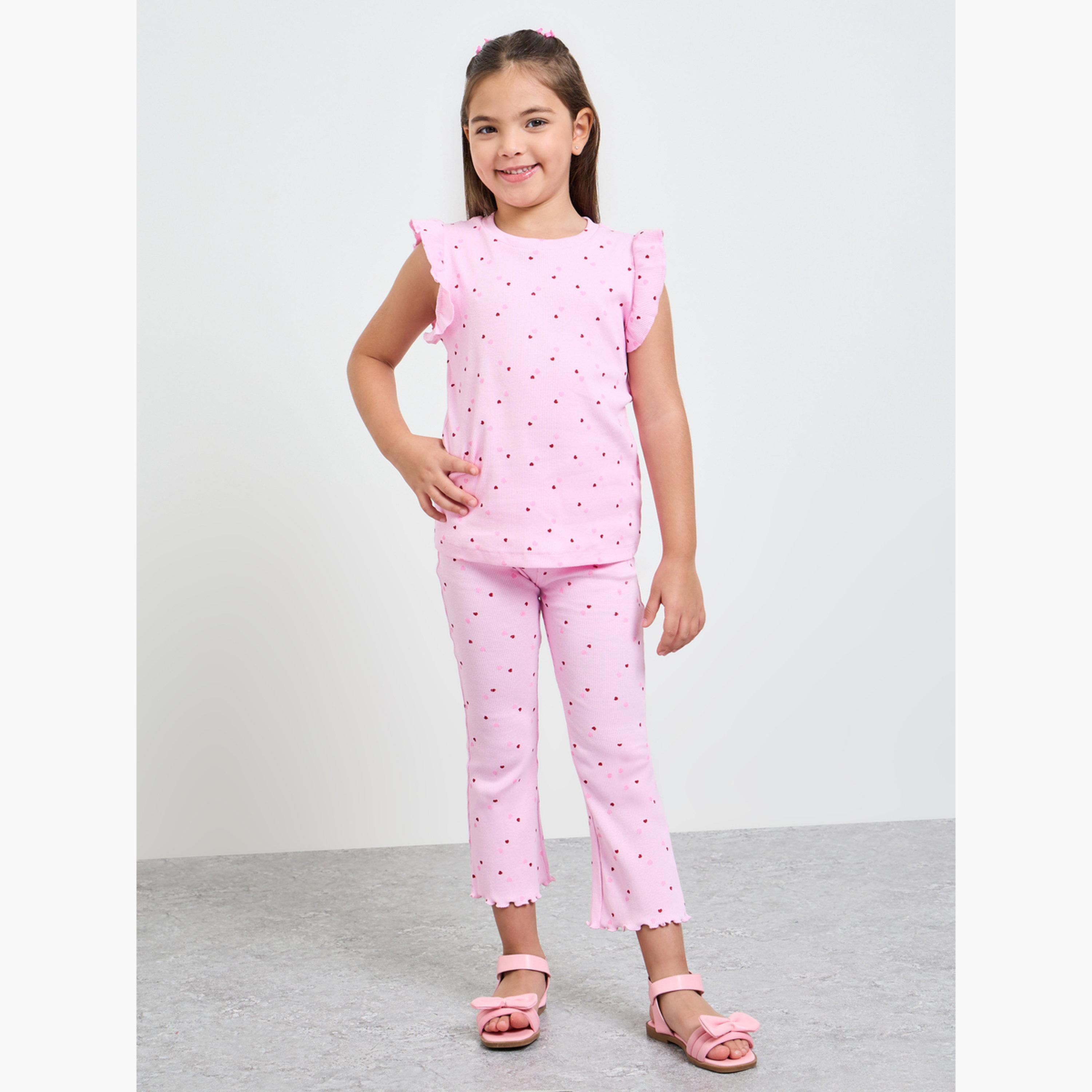 Styli Pack of 2 - Round Neck Frill Sleeve T-Shirt-girls-clothing-tshirts-image-3