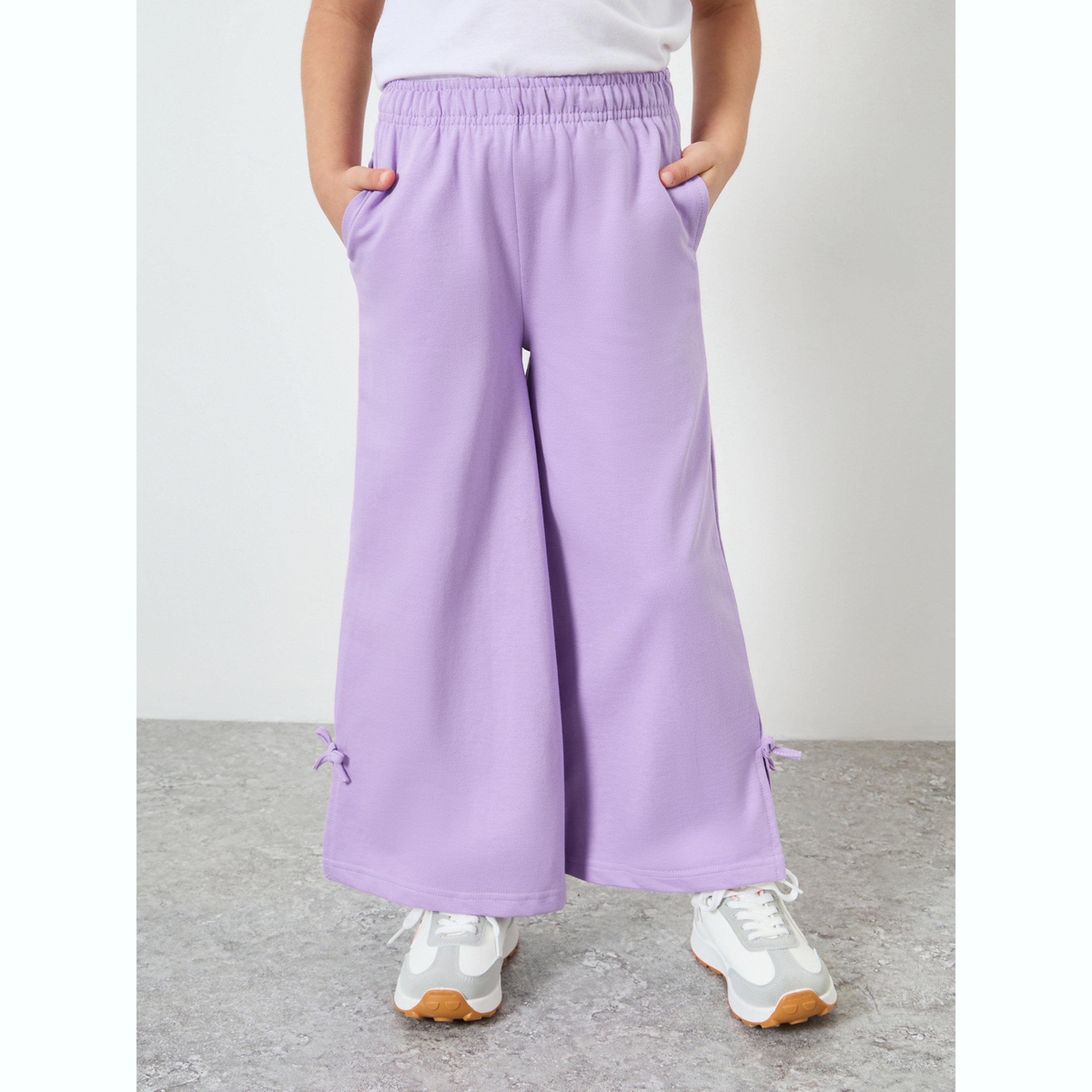 جوغر بأرجل واسعة وتفاصيل عقدة-girls-clothing-bottoms-joggersandtrackpants-image-1