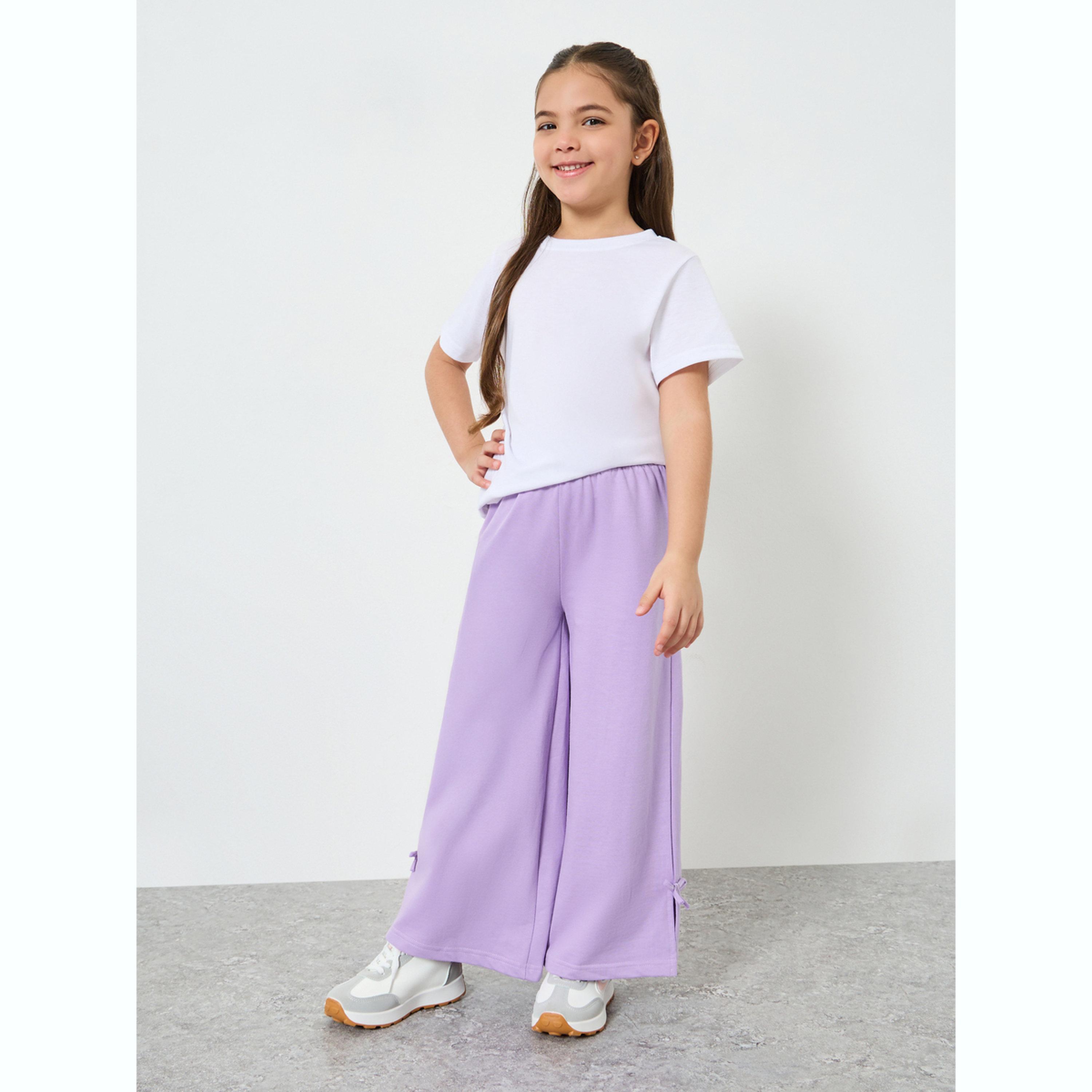 جوغر بأرجل واسعة وتفاصيل عقدة-girls-clothing-bottoms-joggersandtrackpants-image-2