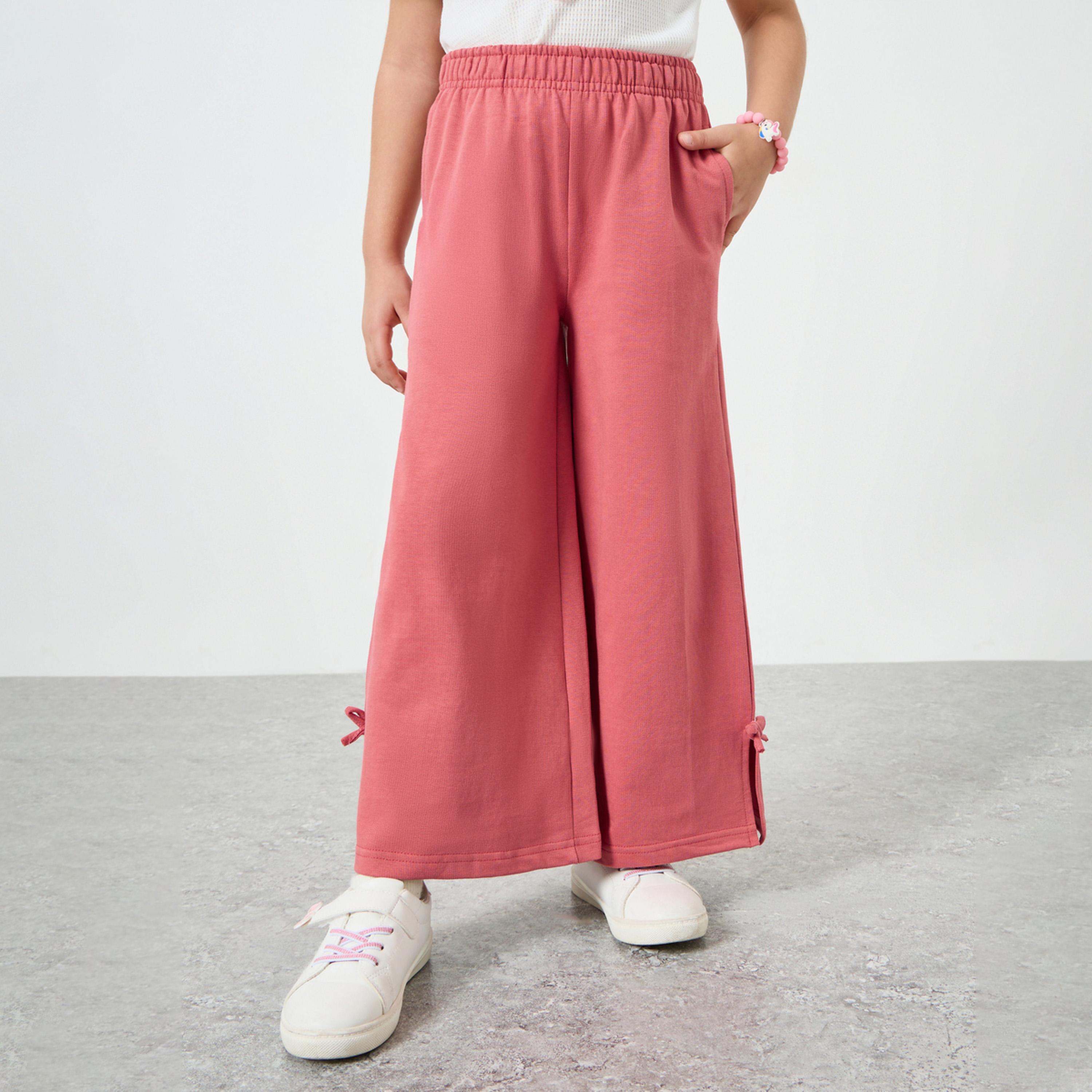 جوغر بأرجل واسعة وتفاصيل عقدة-girls-clothing-bottoms-joggersandtrackpants-image-1