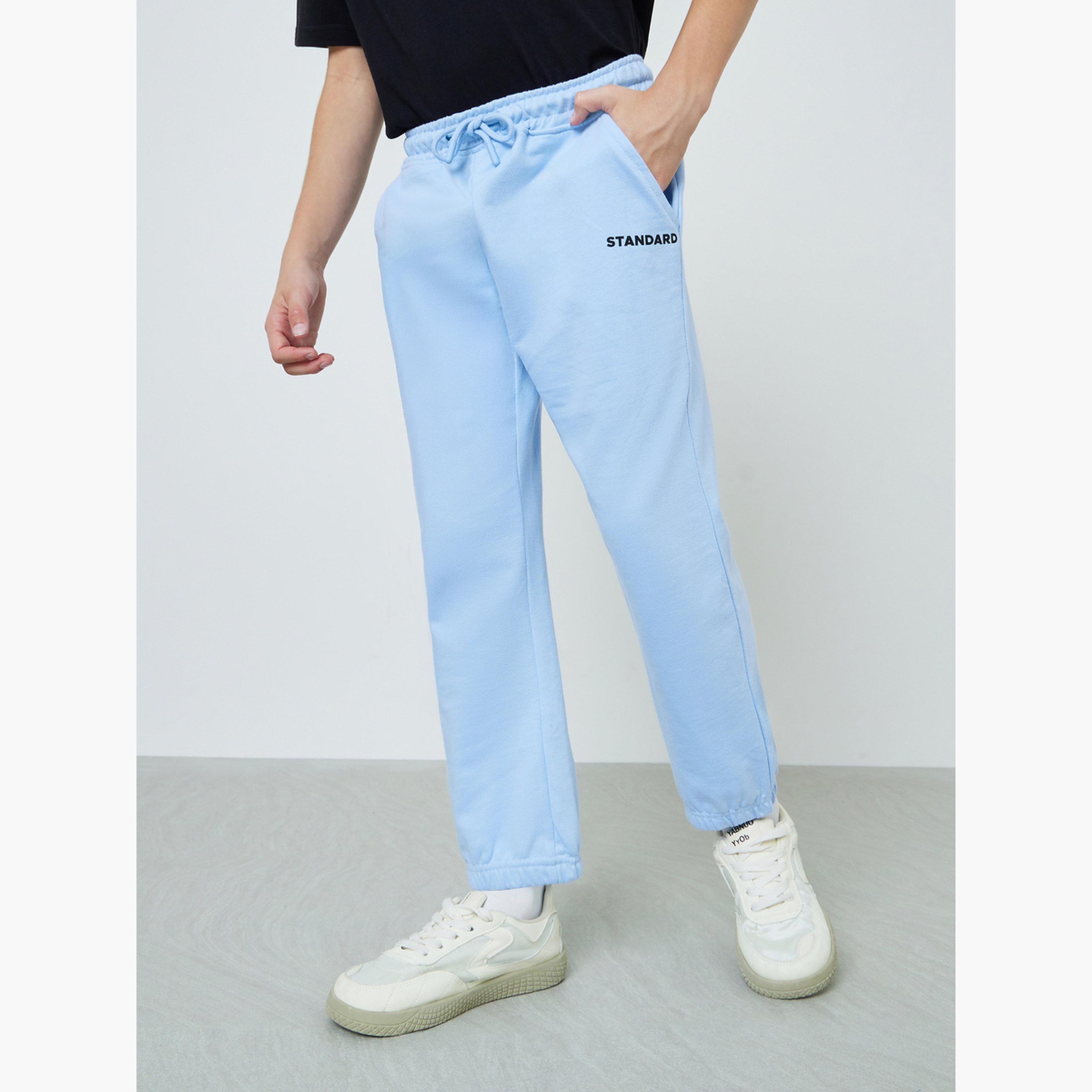 Styli Teen Boys Text Print Cuffed Joggers-boys-clothing-bottoms-joggersandtrackpants-image-1