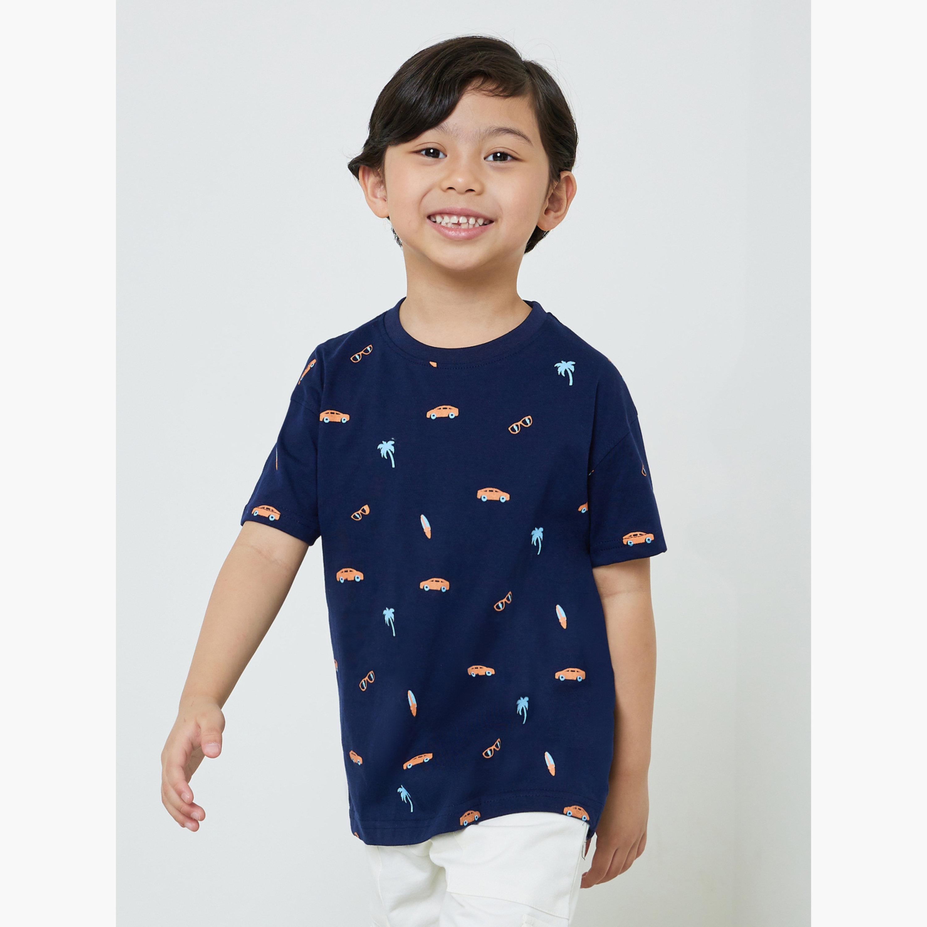 Styli Boys Blue Printed Cotton Oversized T-Shirt-boys-clothing-tshirtsandpolos-image-1