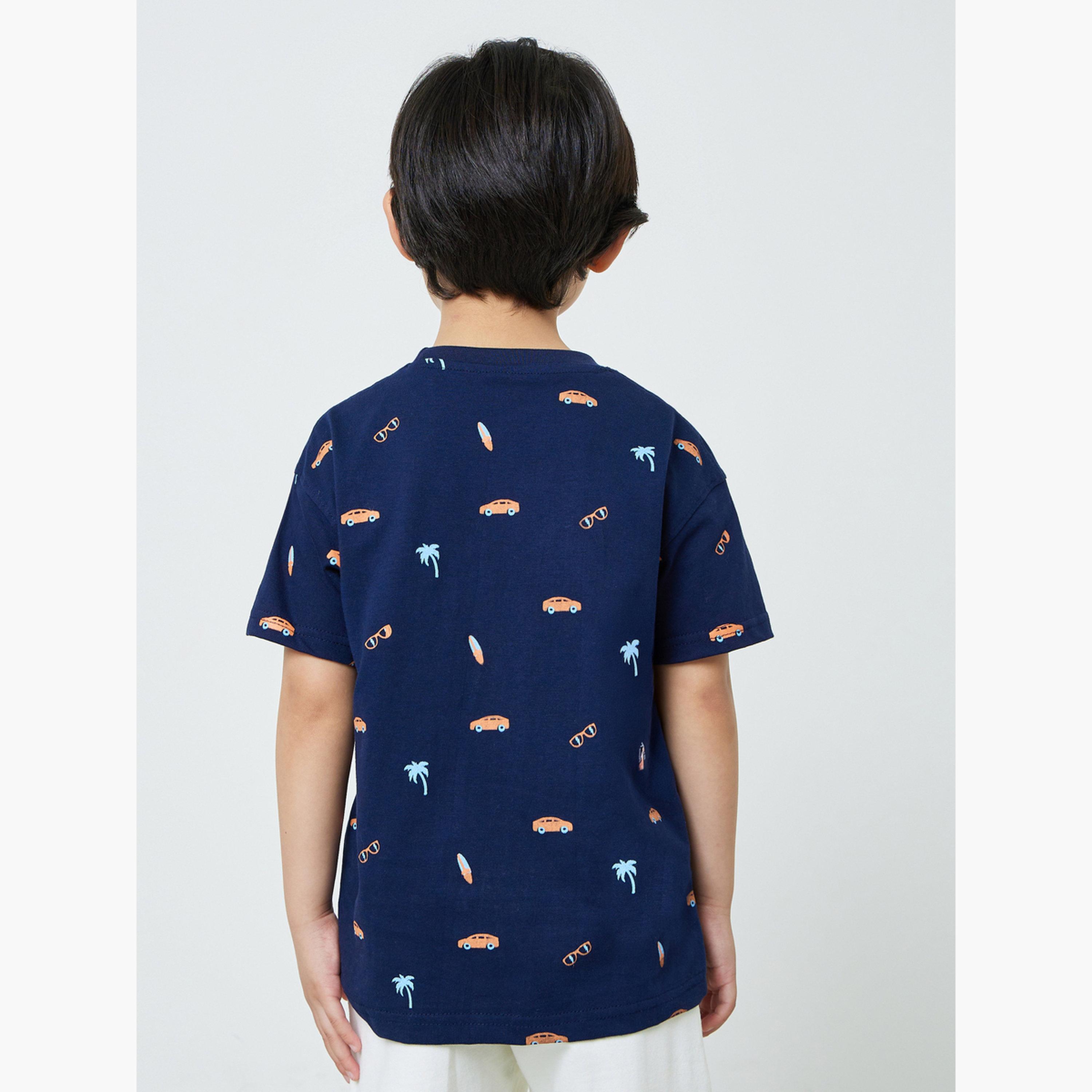 Styli Boys Blue Printed Cotton Oversized T-Shirt-boys-clothing-tshirtsandpolos-image-3