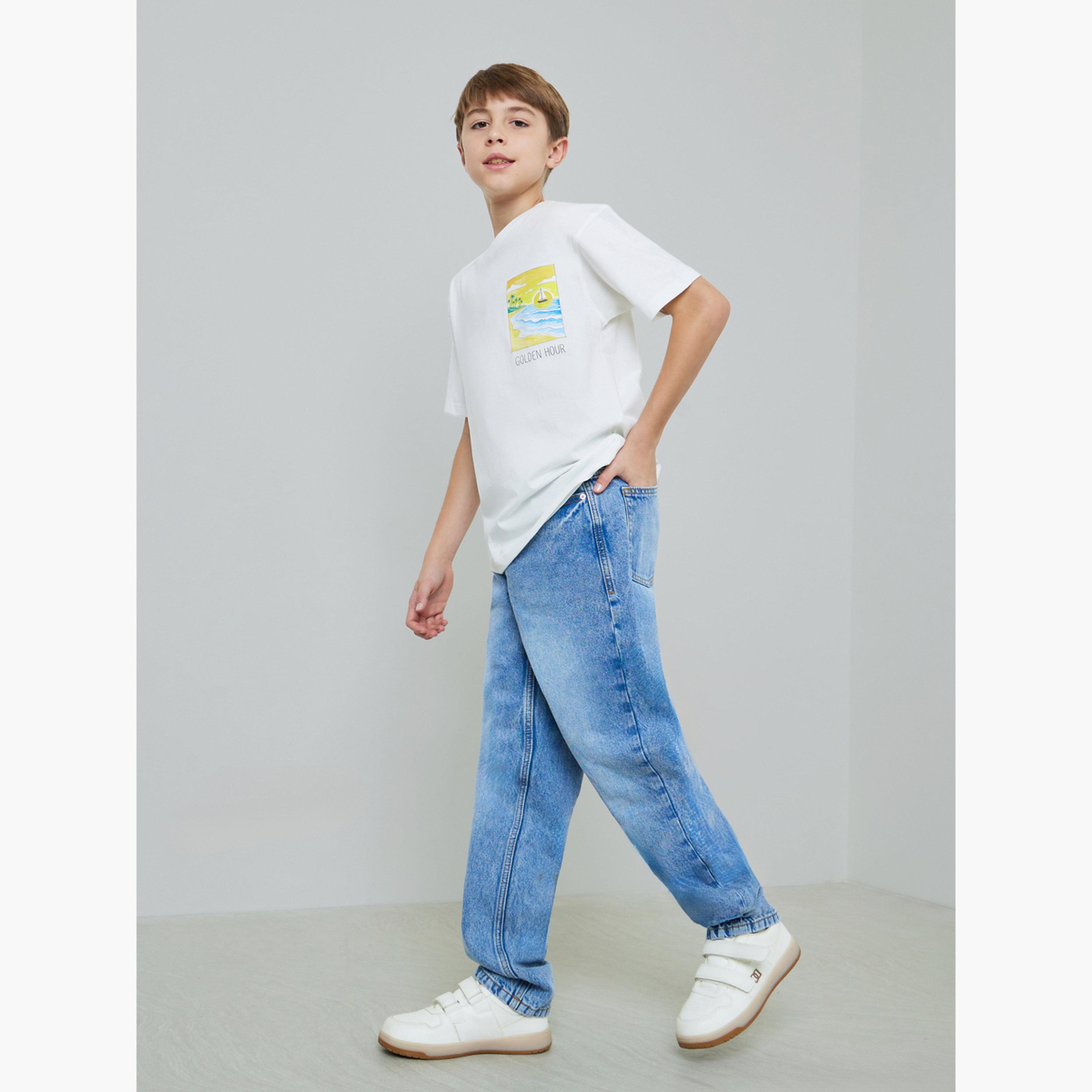 Styli Kids Graphic Print Oversized T-Shirt and Jeans Set-boys-clothing-tshirtsandpolos-image-2