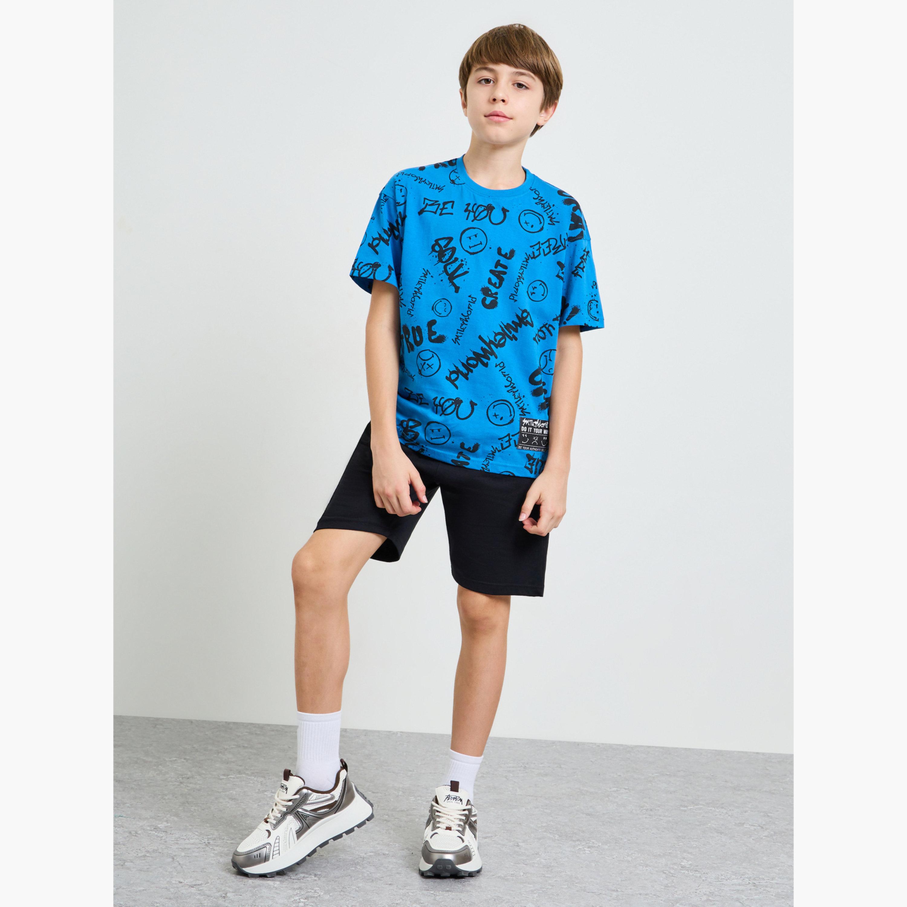 Styli Teen Boys Cotton Emoji Print T-Shirt-boys-clothing-tshirtsandpolos-image-2