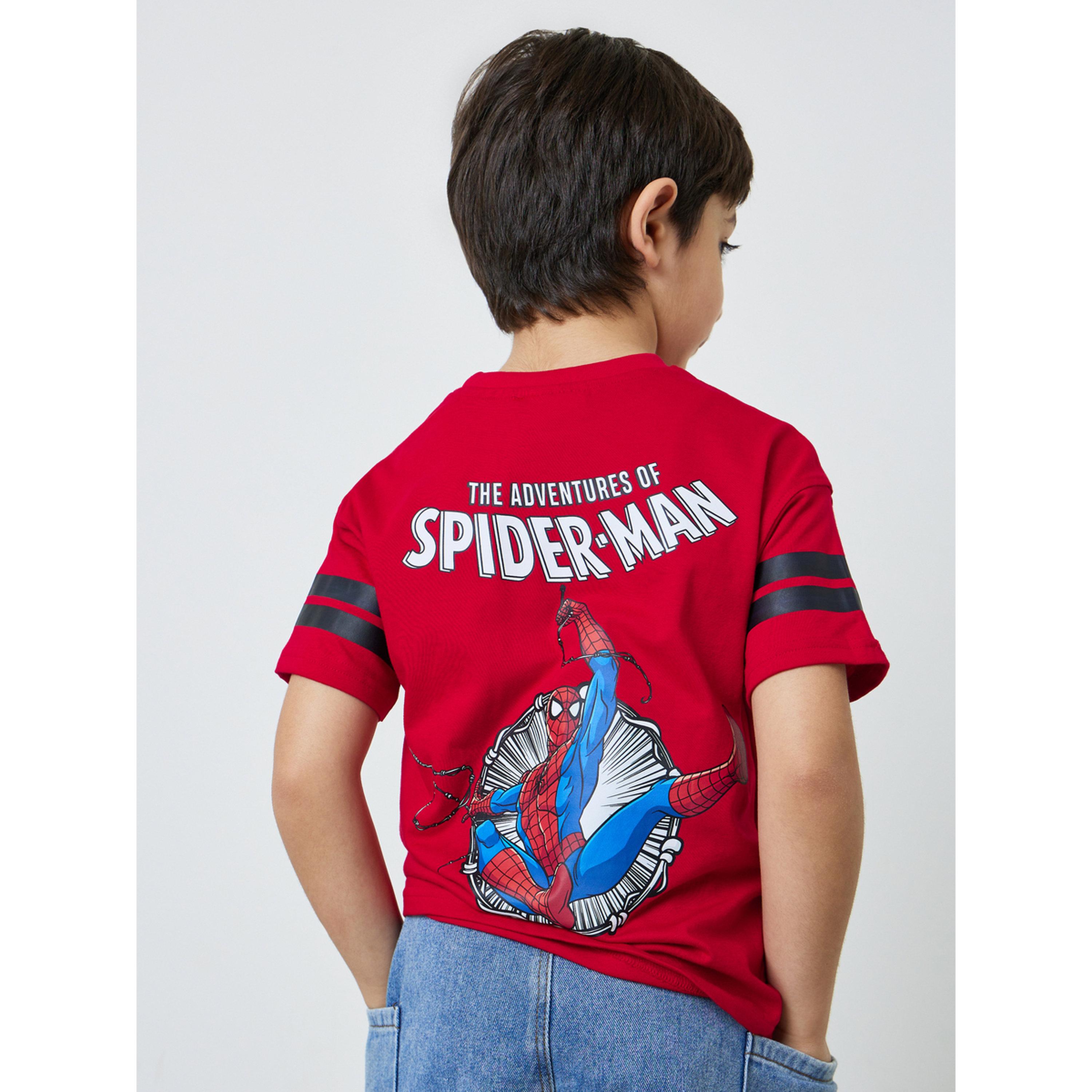 Styli Boys Red Cotton Spider Man Graphic Round Neck T-Shirt-boys-clothing-tshirtsandpolos-image-3