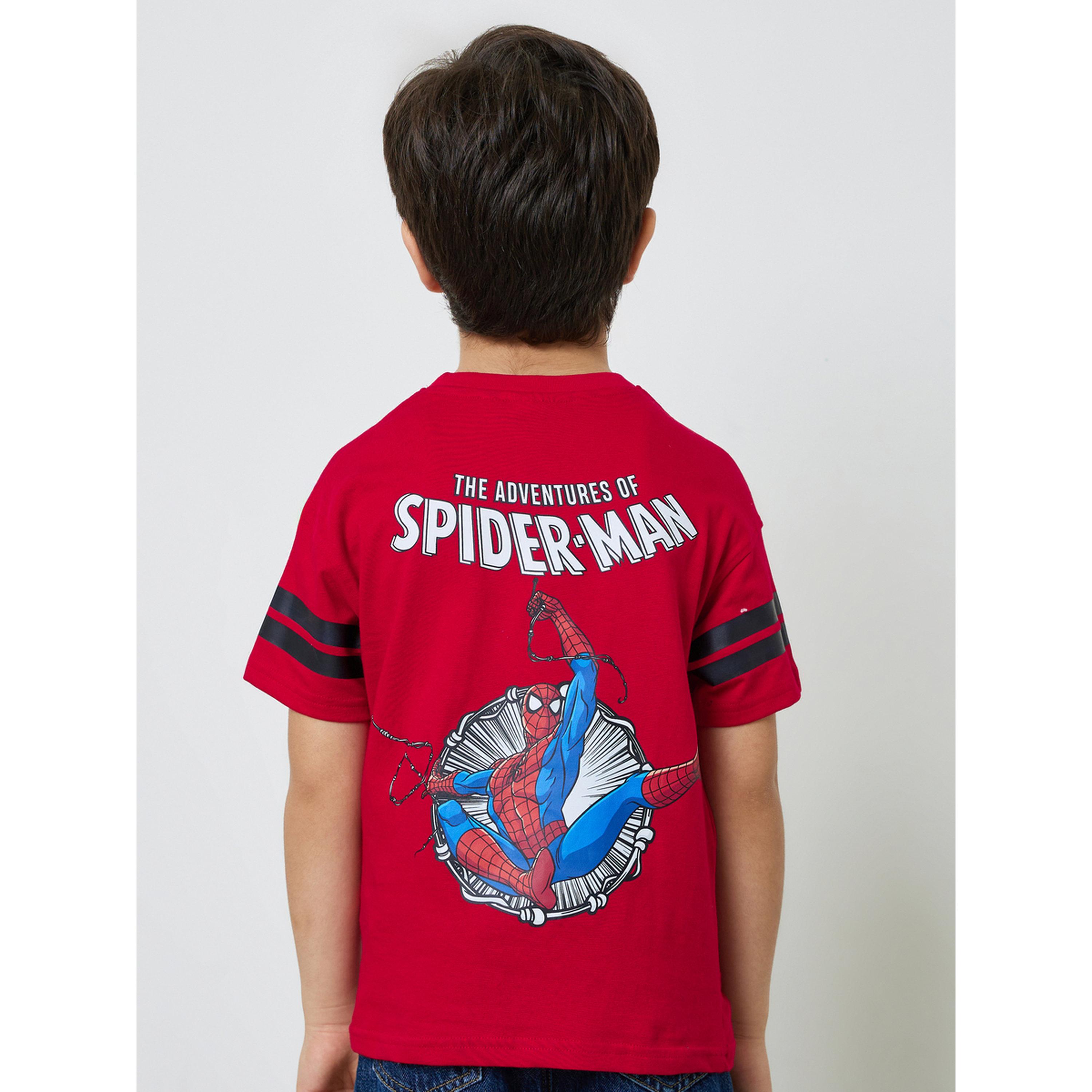 Styli Boys Red Cotton Spider Man Graphic Round Neck T-Shirt-boys-clothing-tshirtsandpolos-image-4
