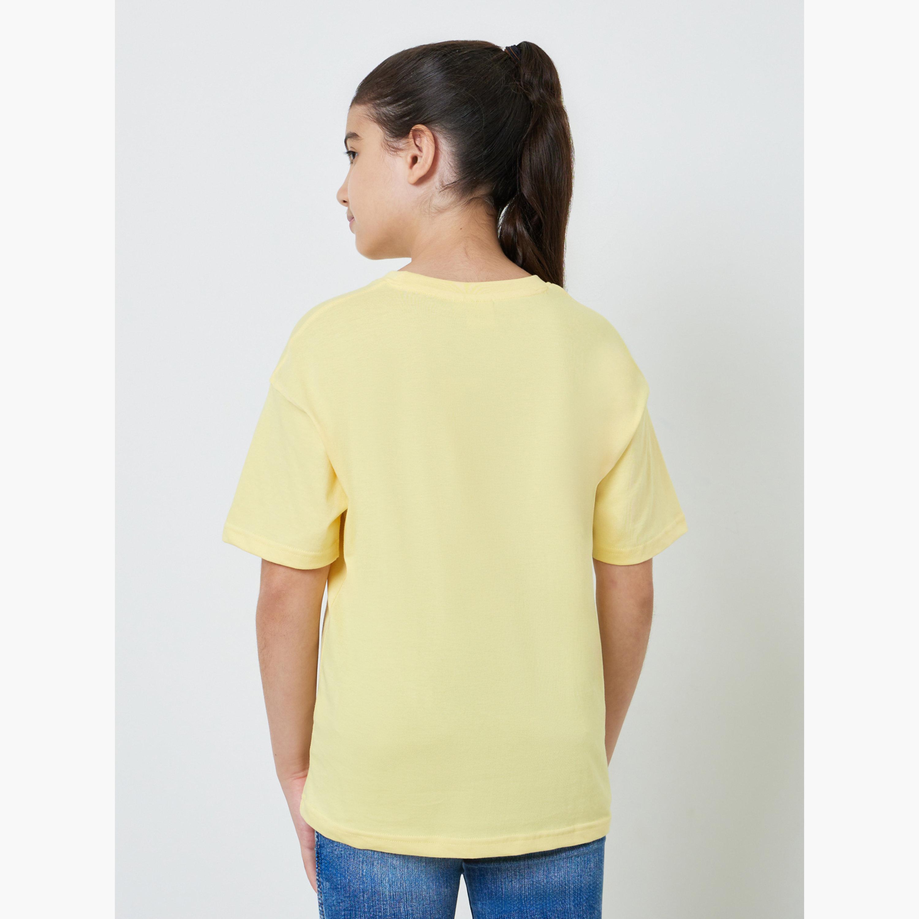 Styli Teen Girls Yellow Lilo and Stitch Oversized T-Shirt-girls-clothing-tshirts-image-3