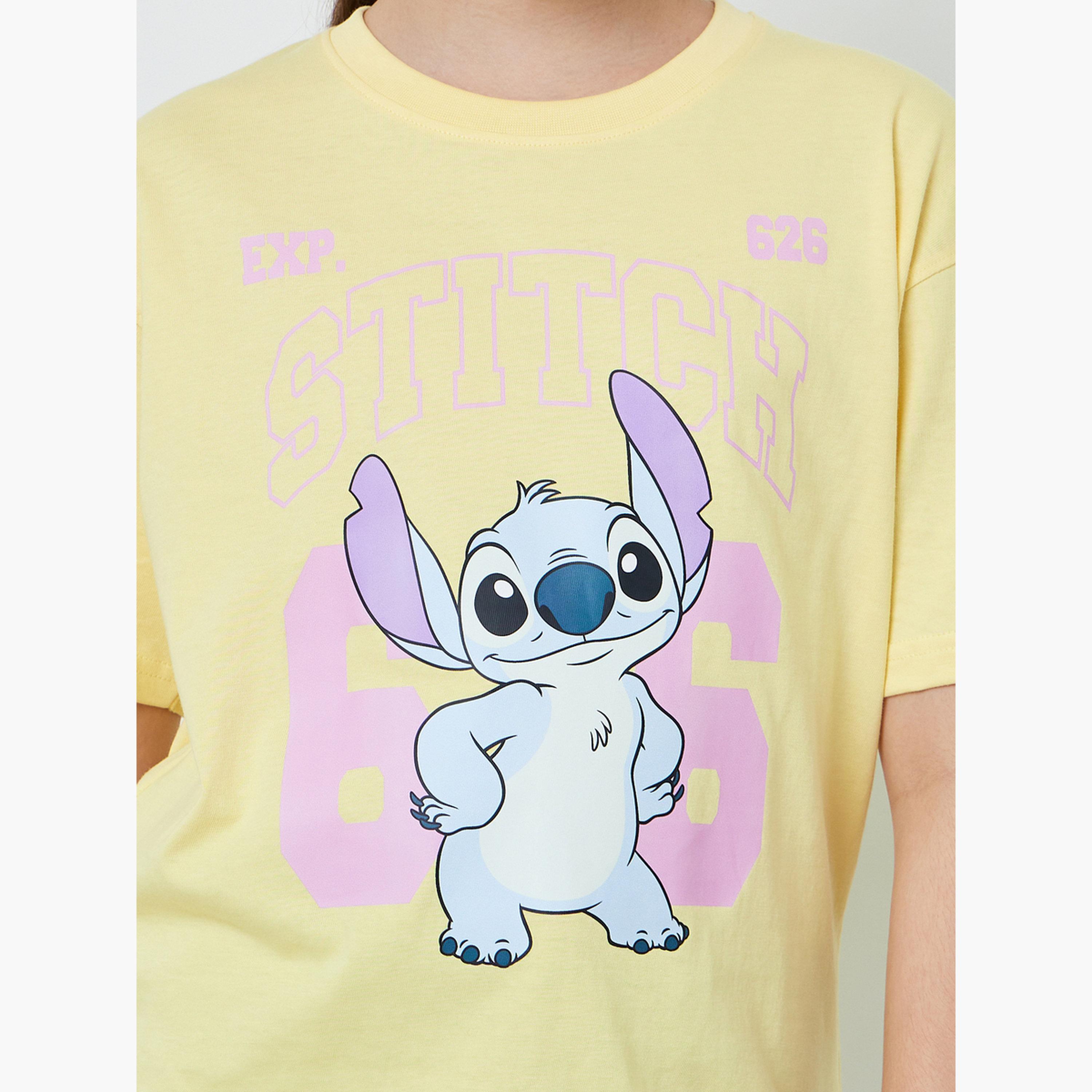 Styli Teen Girls Yellow Lilo and Stitch Oversized T-Shirt-girls-clothing-tshirts-image-4