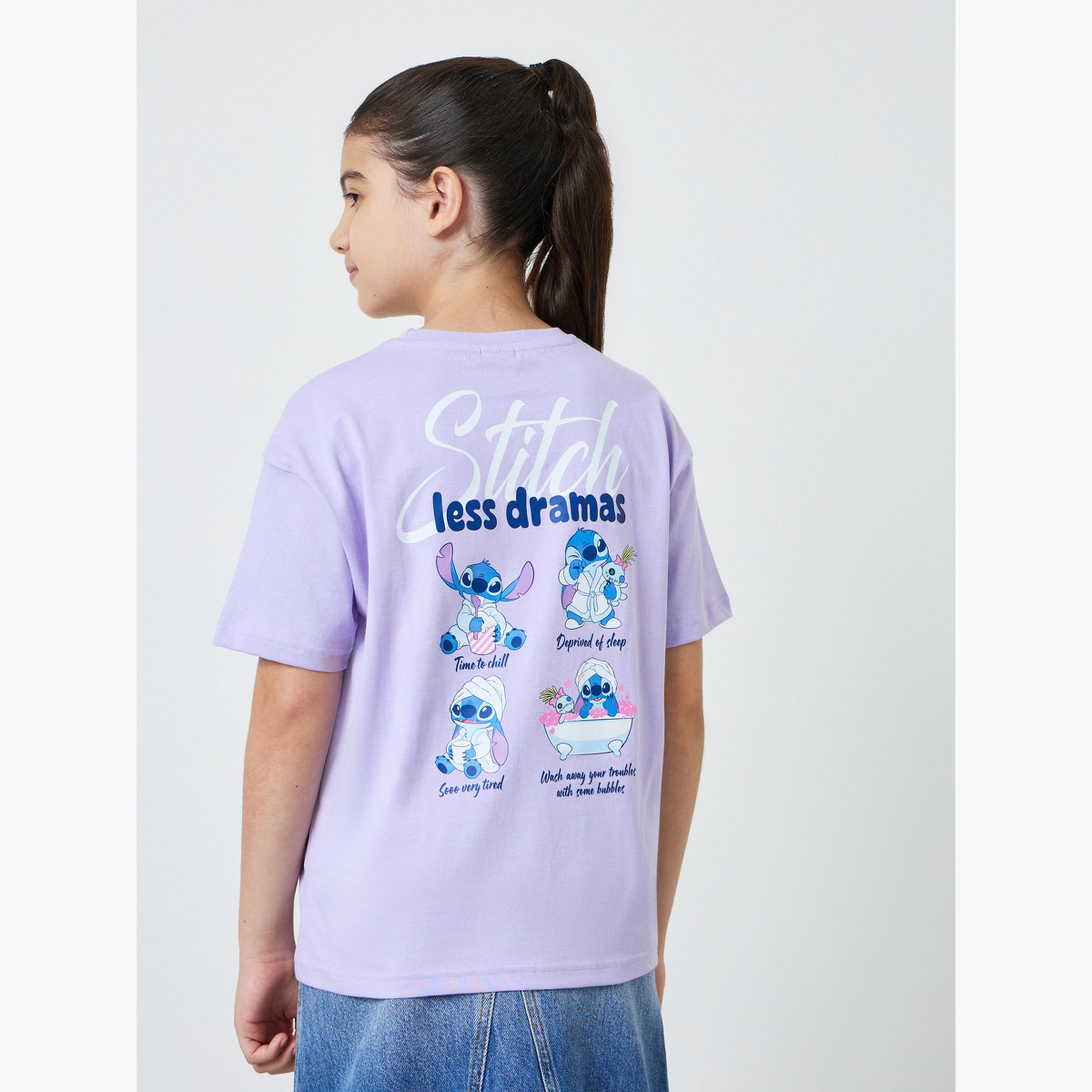 Styli Teen Girls Lilac Lilo and Stitch Oversized T-Shirt-girls-clothing-tshirts-image-4