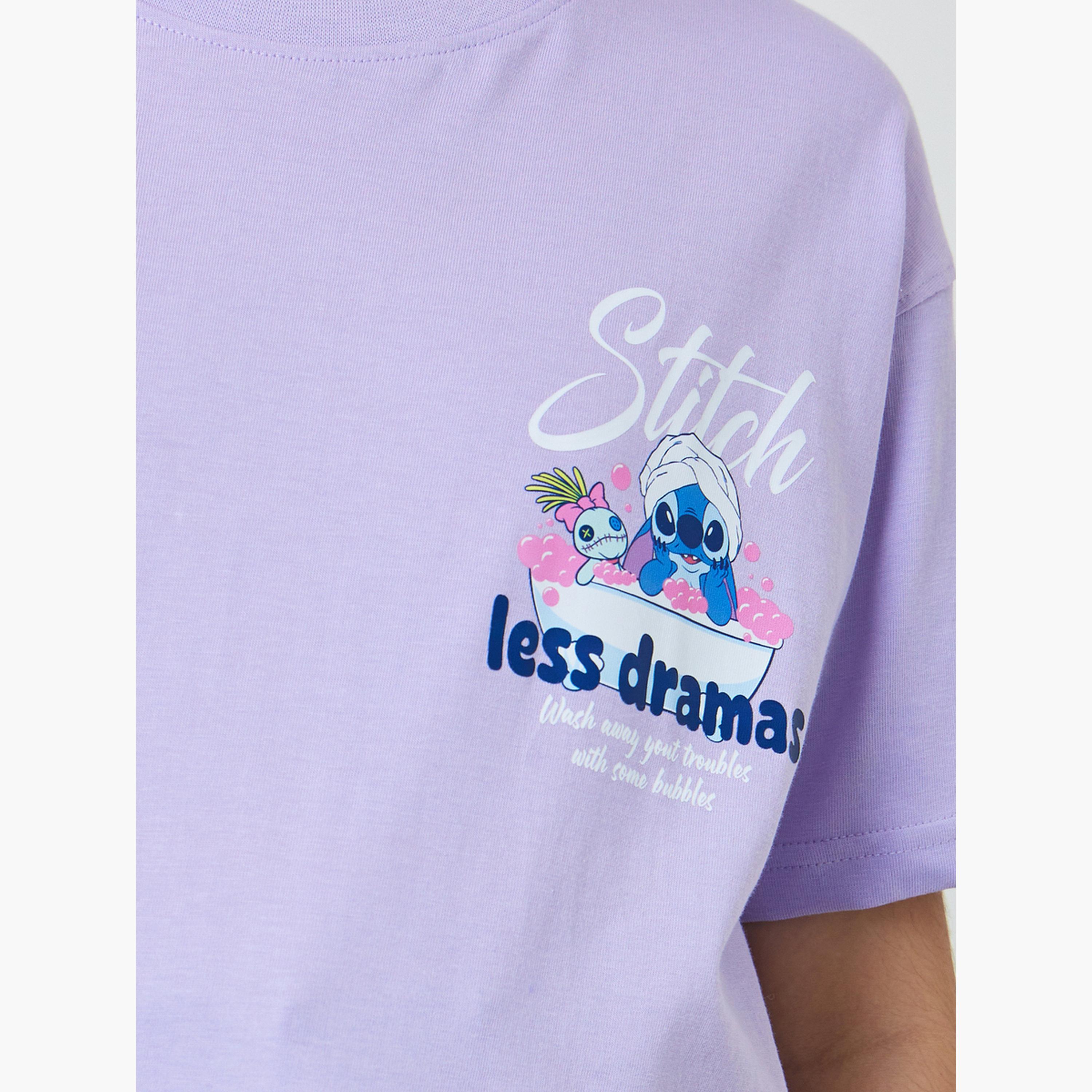 Styli Teen Girls Lilac Lilo and Stitch Oversized T-Shirt-girls-clothing-tshirts-image-5