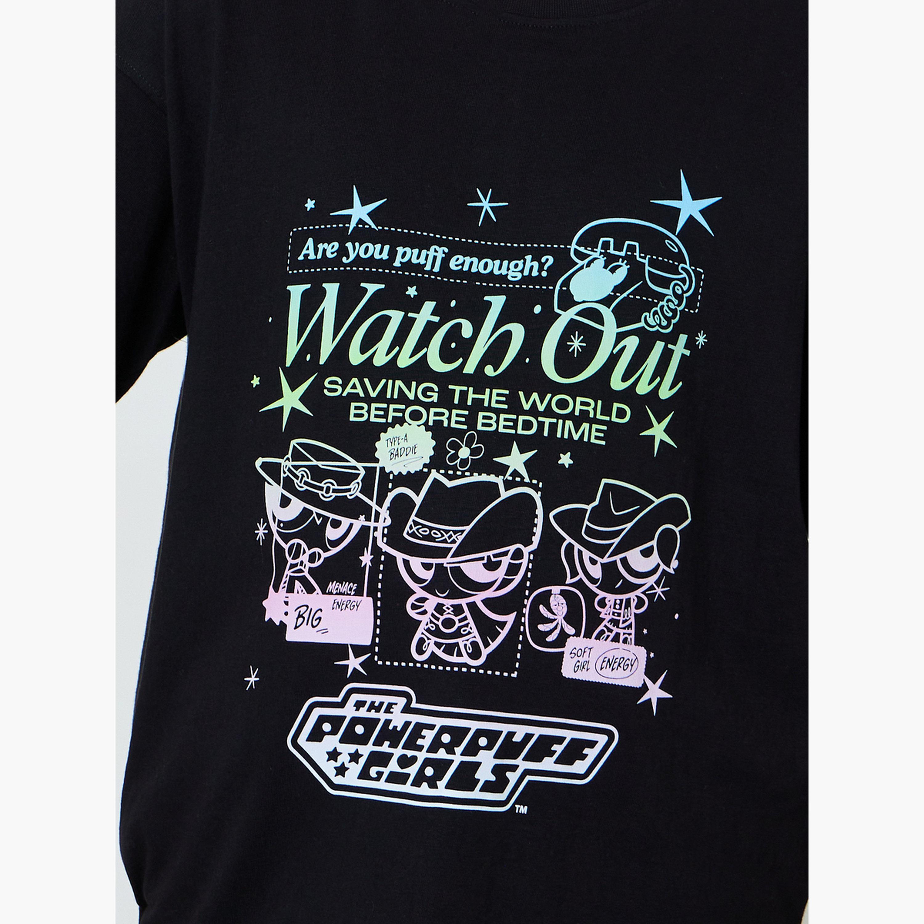ستايلي - تيشيرت أسود فضفاض للفتيات المراهقات من سلسلة فتيات القوة-girls-clothing-tshirts-image-5