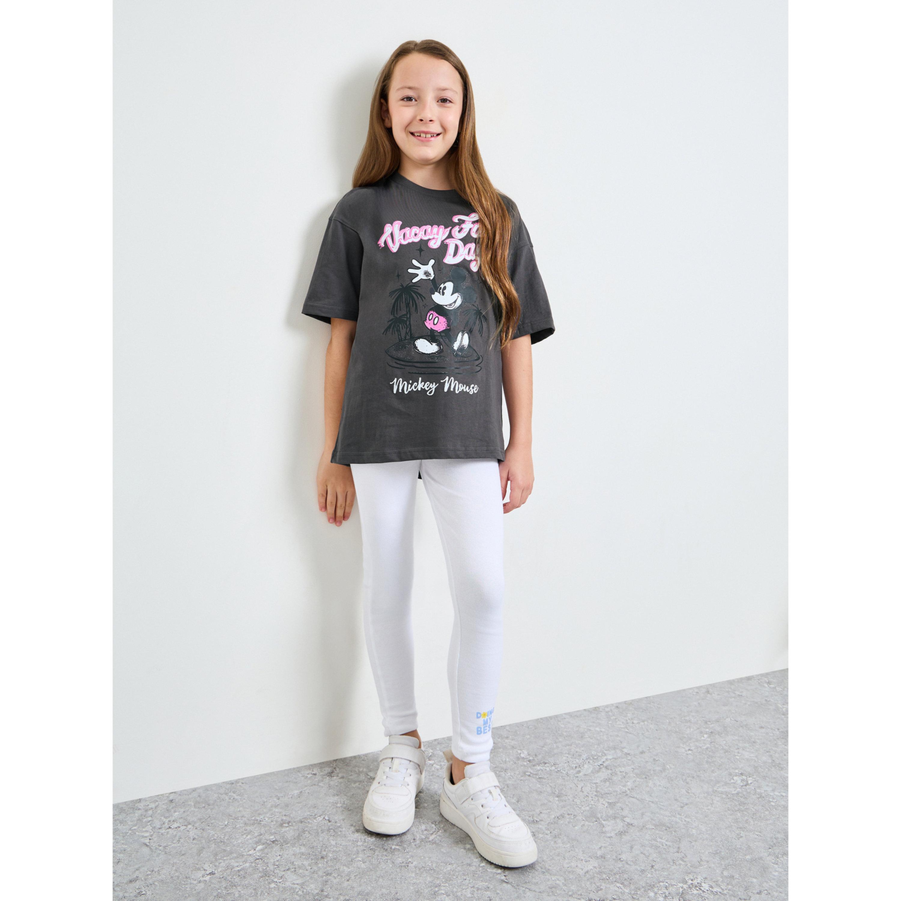 Styli Teen Girls Grey Mickey Mouse Print Cotton Oversized T-Shirt-girls-clothing-tshirts-image-2