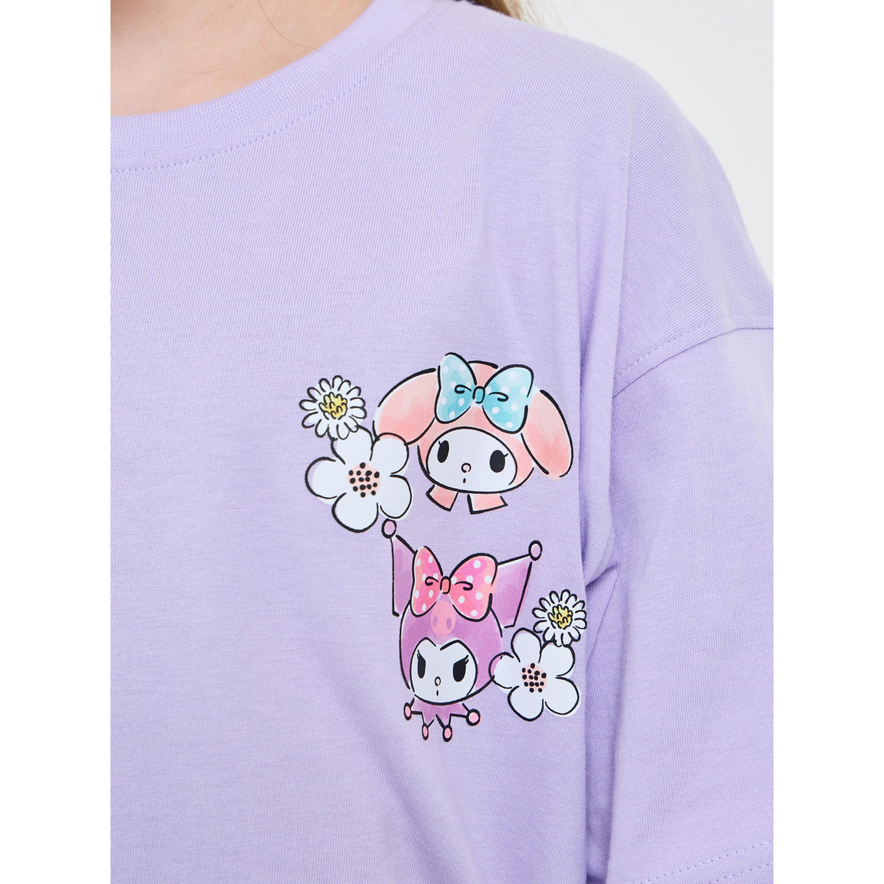 Styli Teen Girls Lilac Graphic Print Oversized T-Shirt-girls-clothing-tshirts-image-5