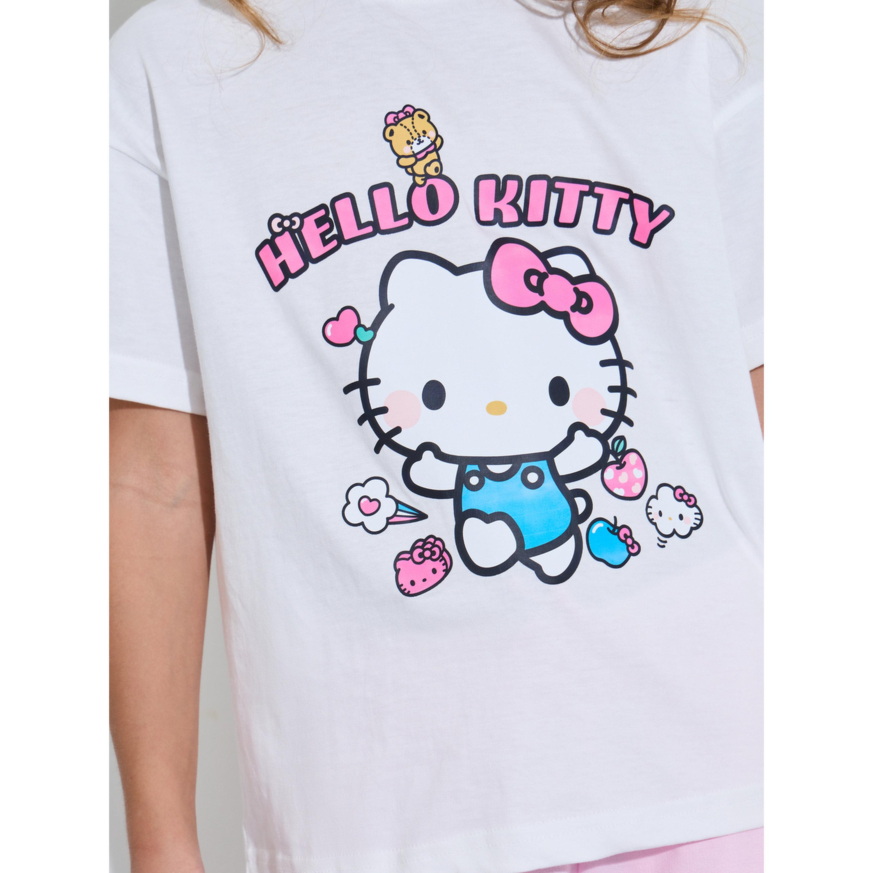 Styli Girls Off White Hello Kitty Print Oversized T-Shirt-girls-clothing-tshirts-image-4