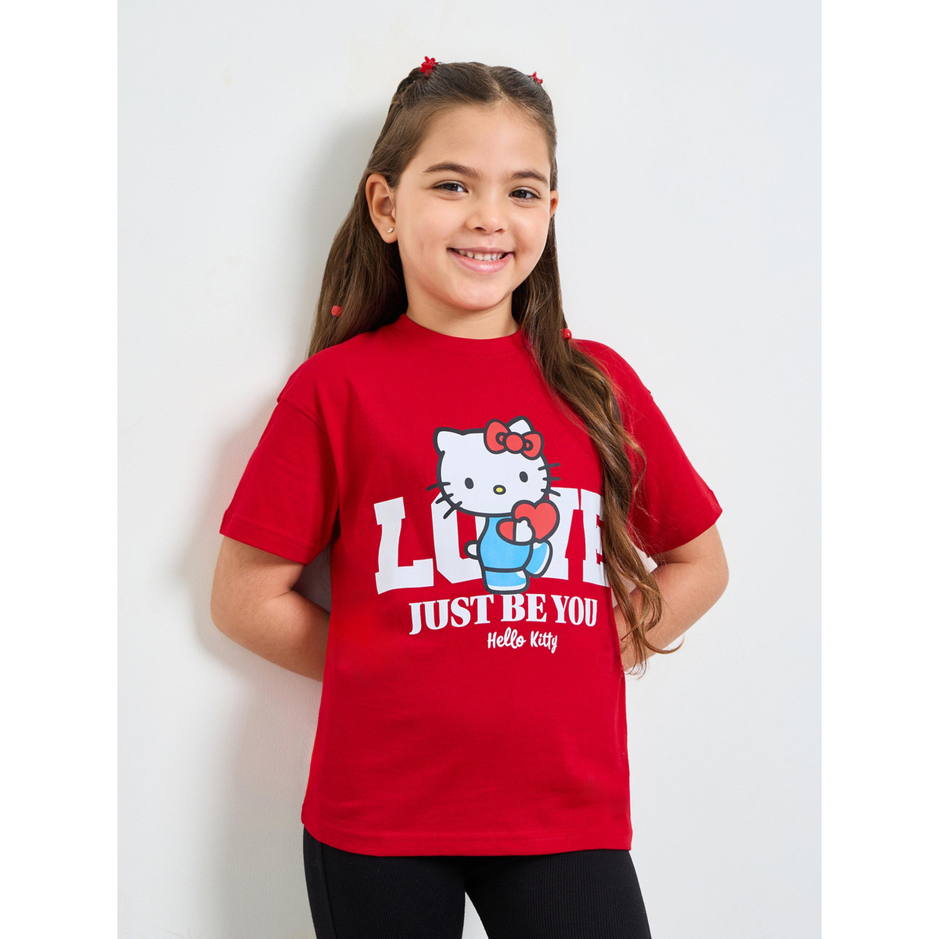 تيشيرت قطن بطبعة جرافيك هالو كيتي للبنات-girls-clothing-tshirts-image-1