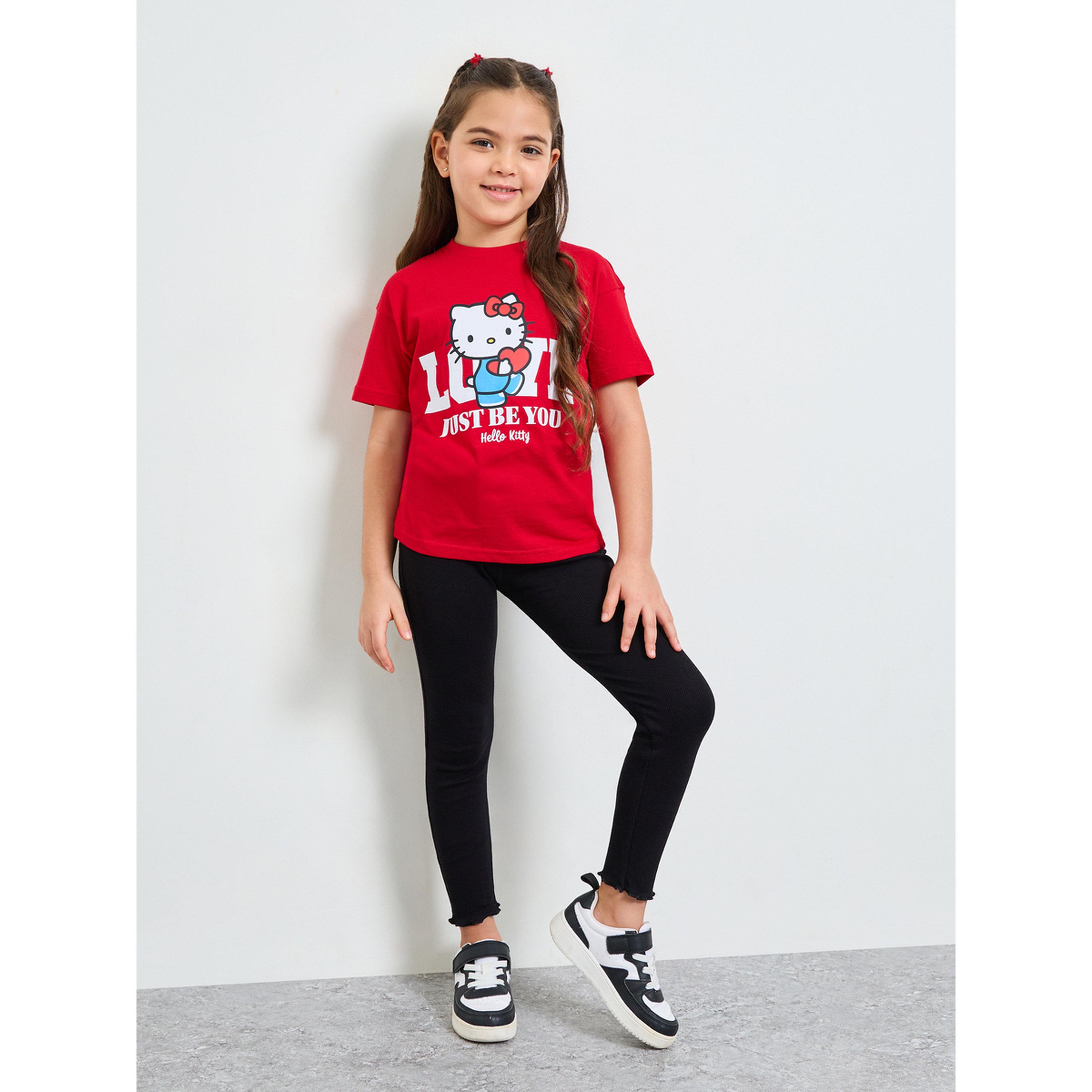 تيشيرت قطن بطبعة جرافيك هالو كيتي للبنات-girls-clothing-tshirts-image-2