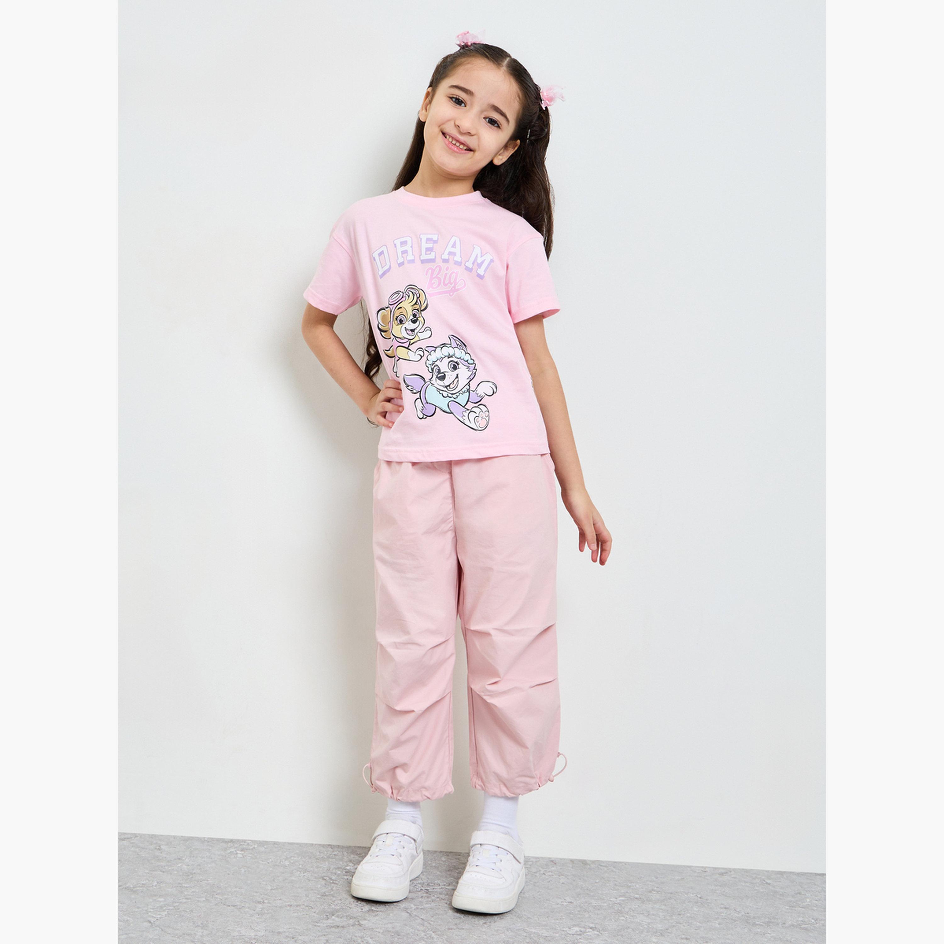 ستايلي - تيشيرت قطني للبنات باللون الوردي بطبعة باو باترول-girls-clothing-tshirts-image-2