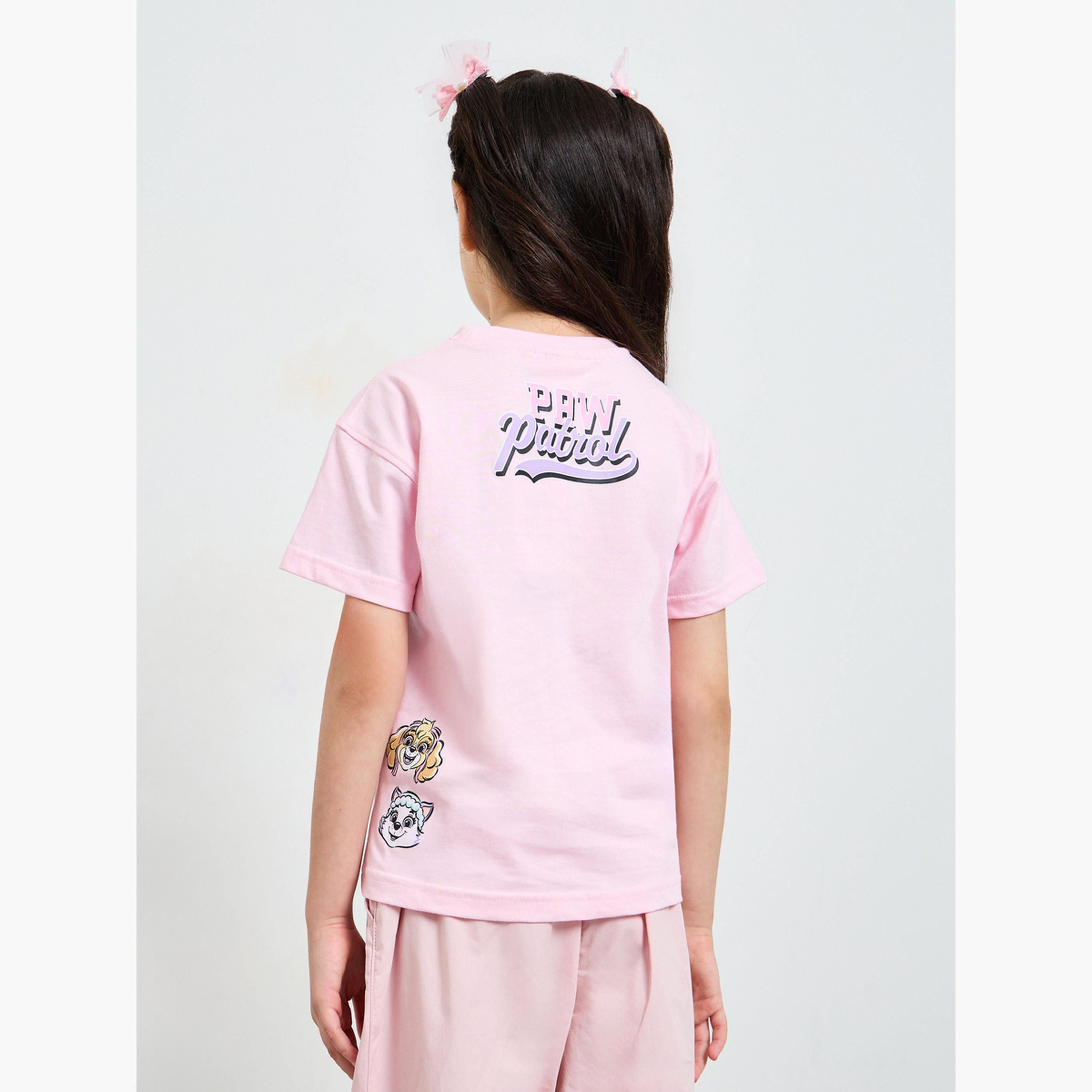 Styli Girls Pink Paw Patrol Print Cotton T-Shirt-girls-clothing-tshirts-image-3
