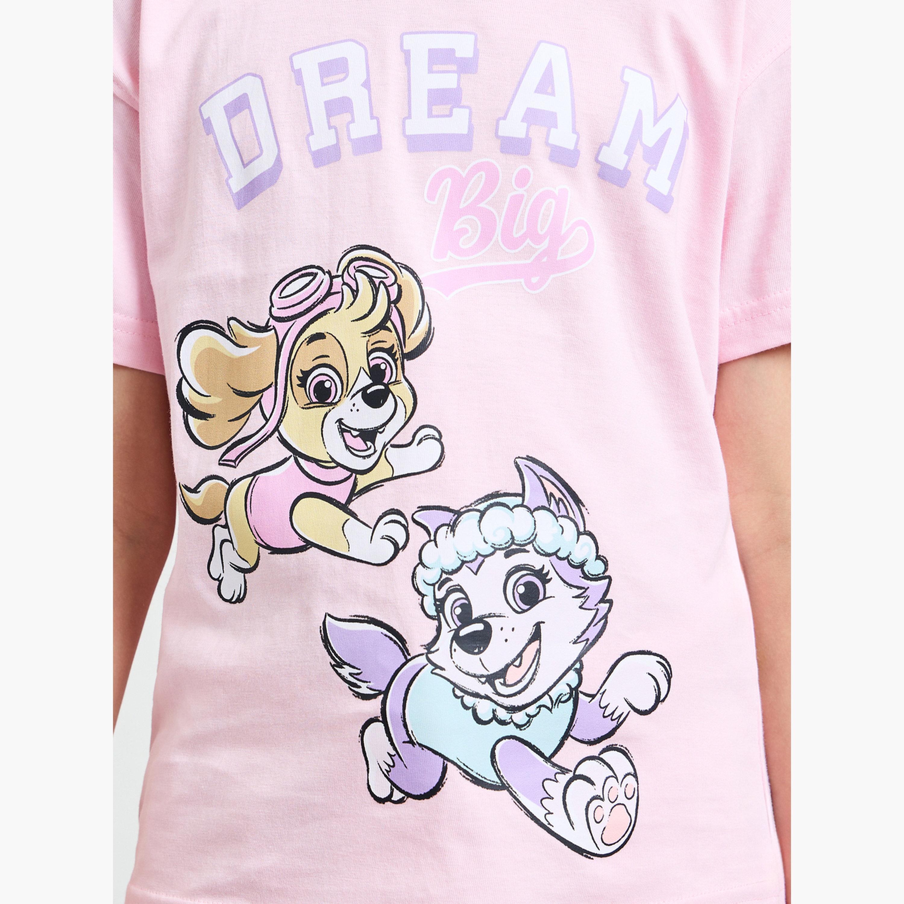 ستايلي - تيشيرت قطني للبنات باللون الوردي بطبعة باو باترول-girls-clothing-tshirts-image-4