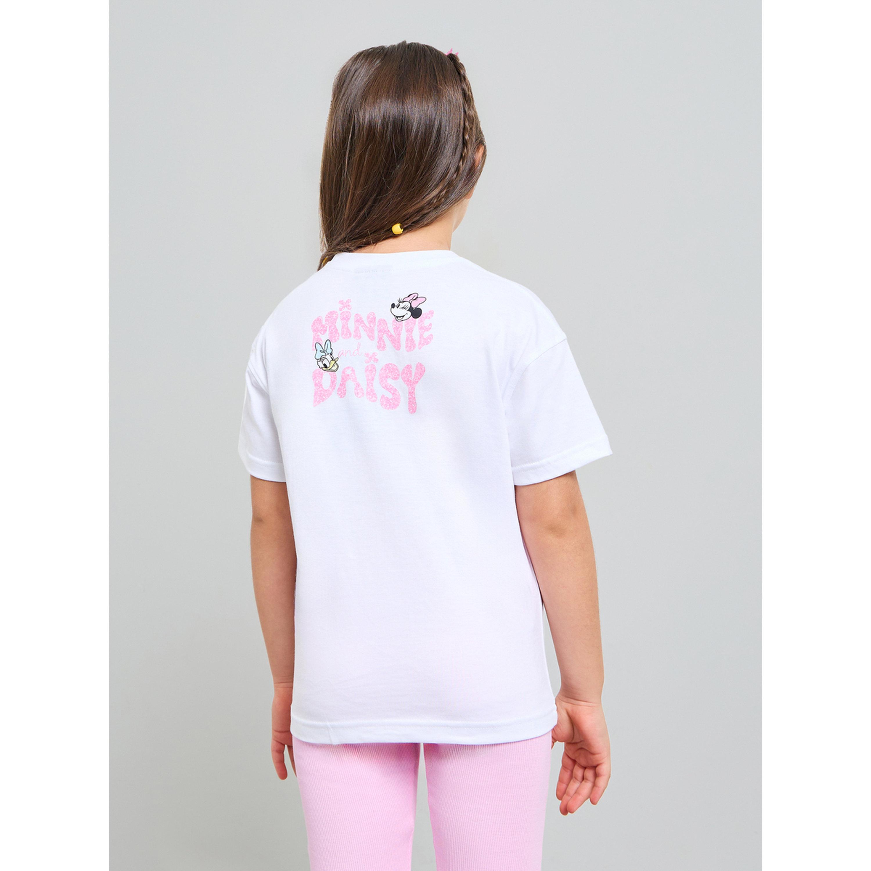 Styli Girls White Minnie and Daisy Graphic Cotton T-Shirt-girls-clothing-tshirts-image-3