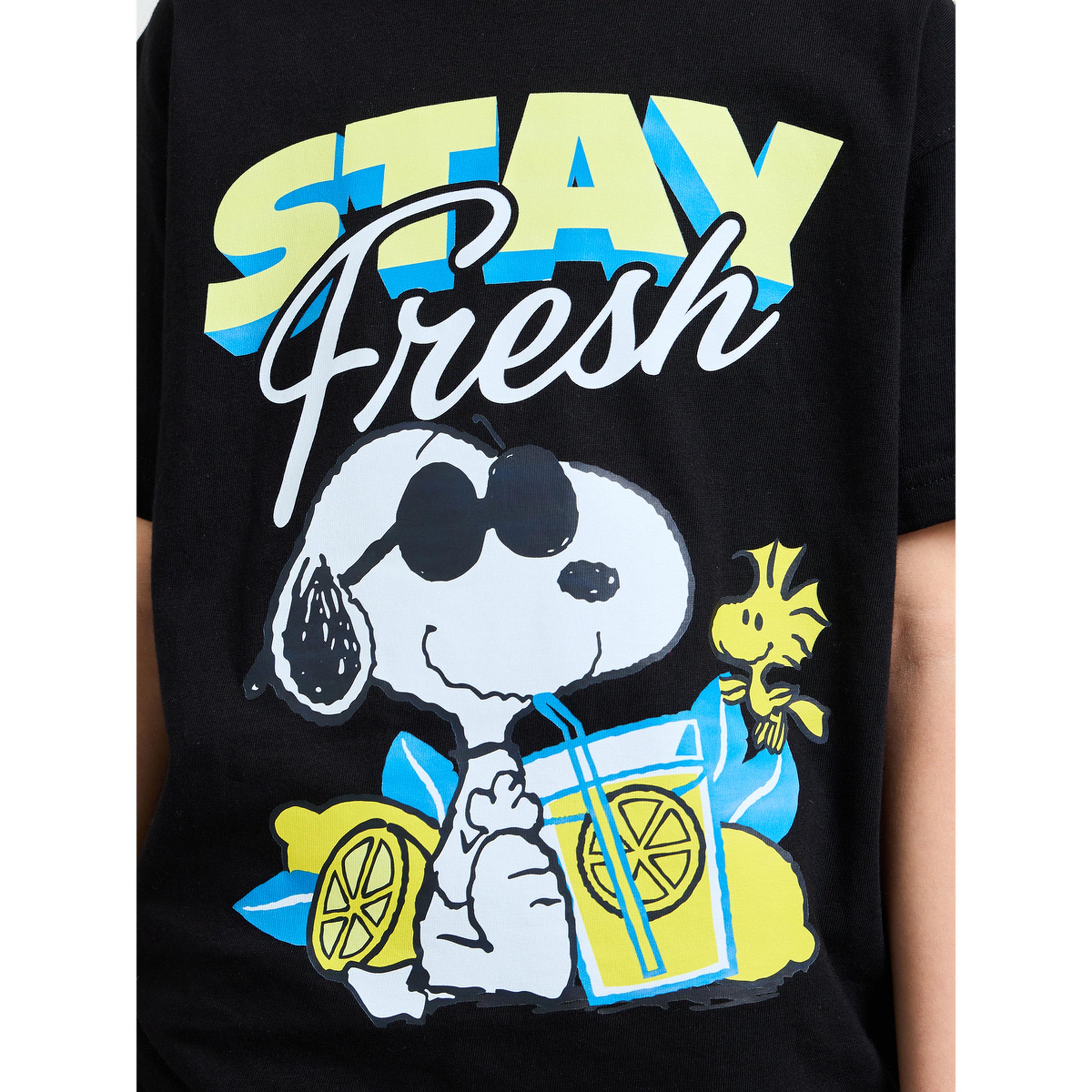تيشيرت واسع بأكمام قصيرة وطبعة سنوبي للبنات-girls-clothing-tshirts-image-5