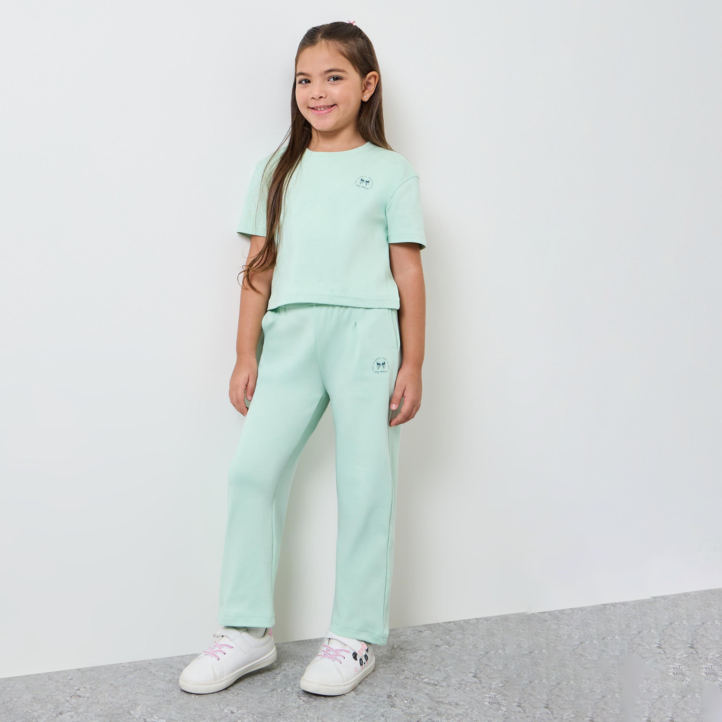 مجموعة من جوغر وبلوزة قصيرة قطن للبنات-girls-clothing-setsandcoords-image-1