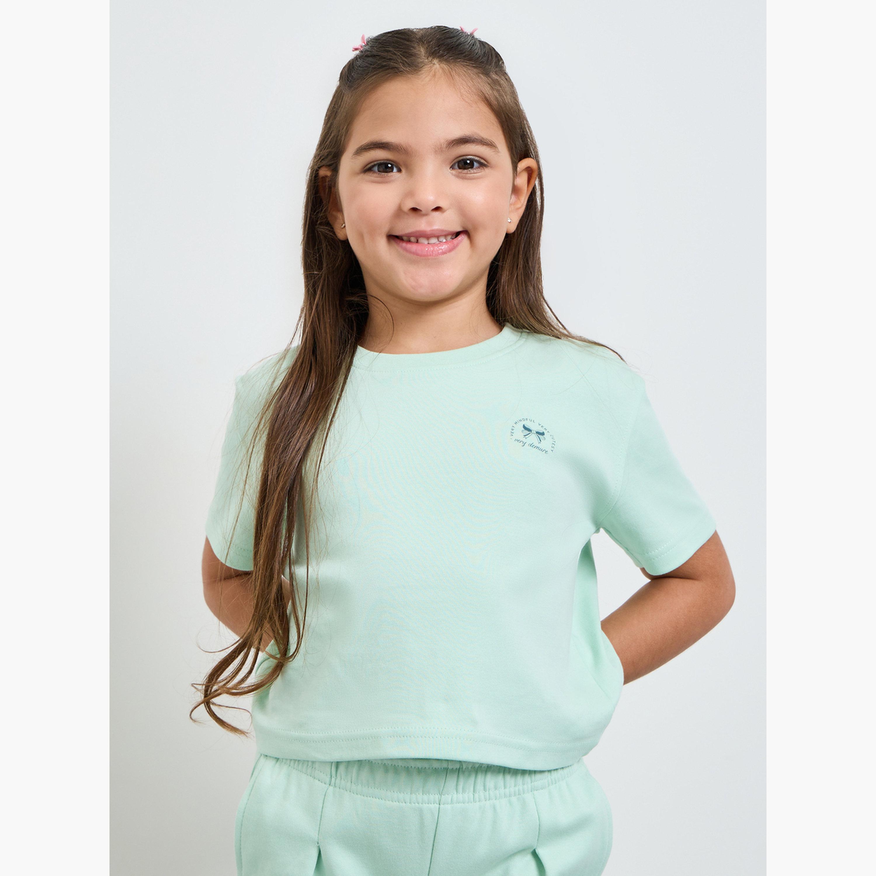مجموعة من جوغر وبلوزة قصيرة قطن للبنات-girls-clothing-setsandcoords-image-2
