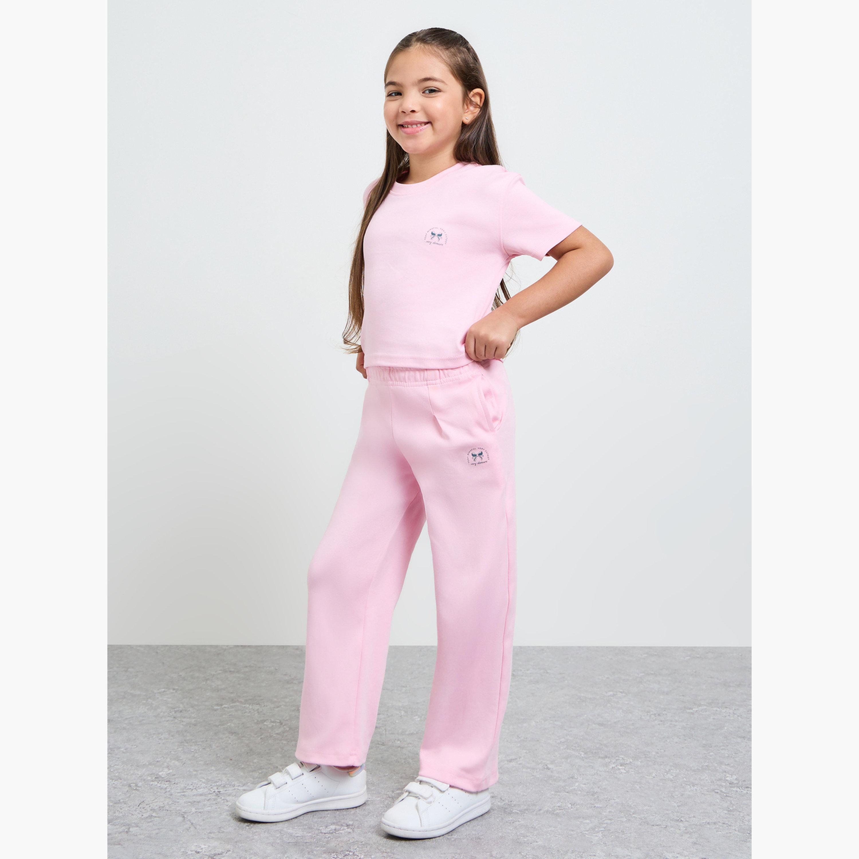 مجموعة من جوغر وبلوزة قصيرة قطن للبنات-girls-clothing-setsandcoords-image-1
