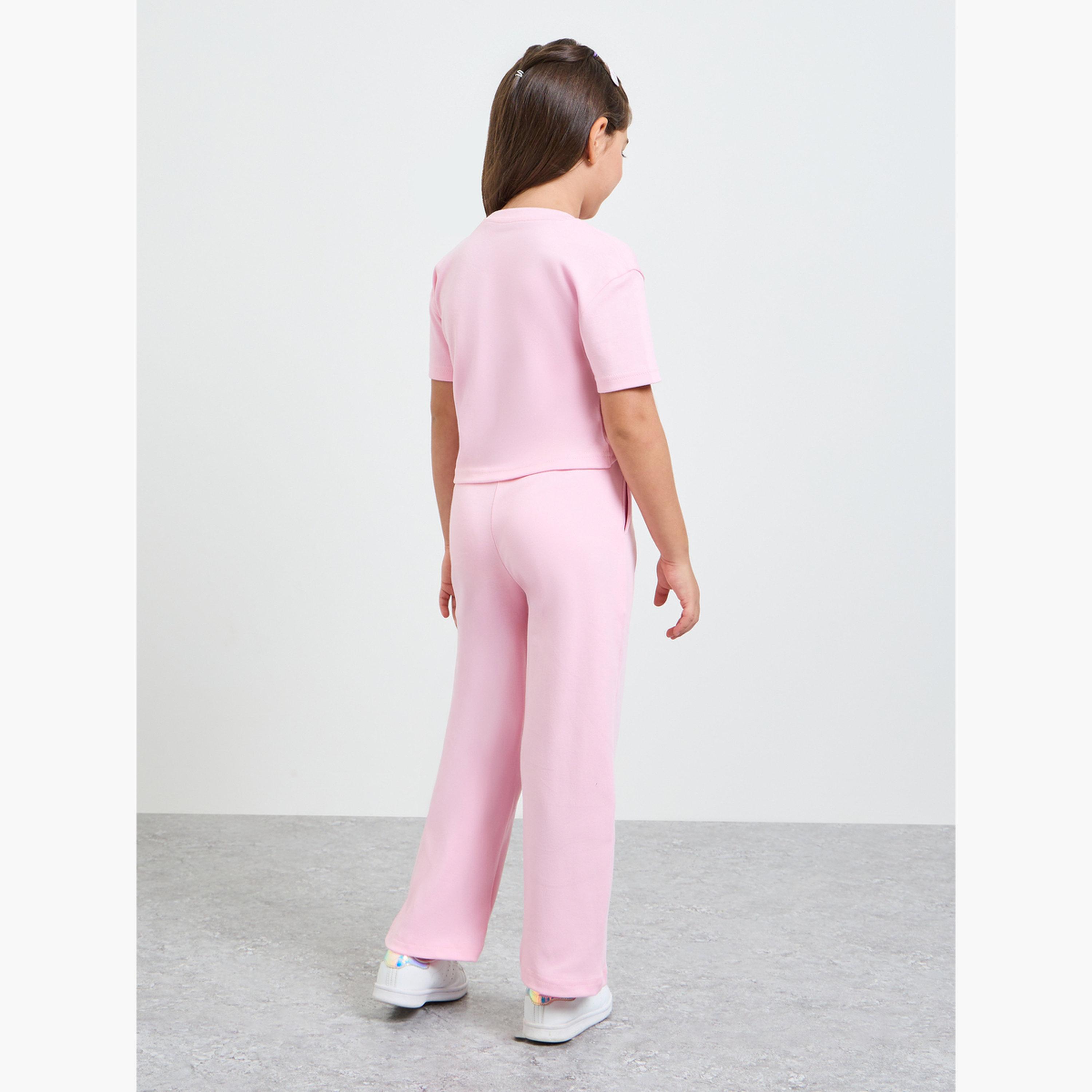 مجموعة من جوغر وبلوزة قصيرة قطن للبنات-girls-clothing-setsandcoords-image-3
