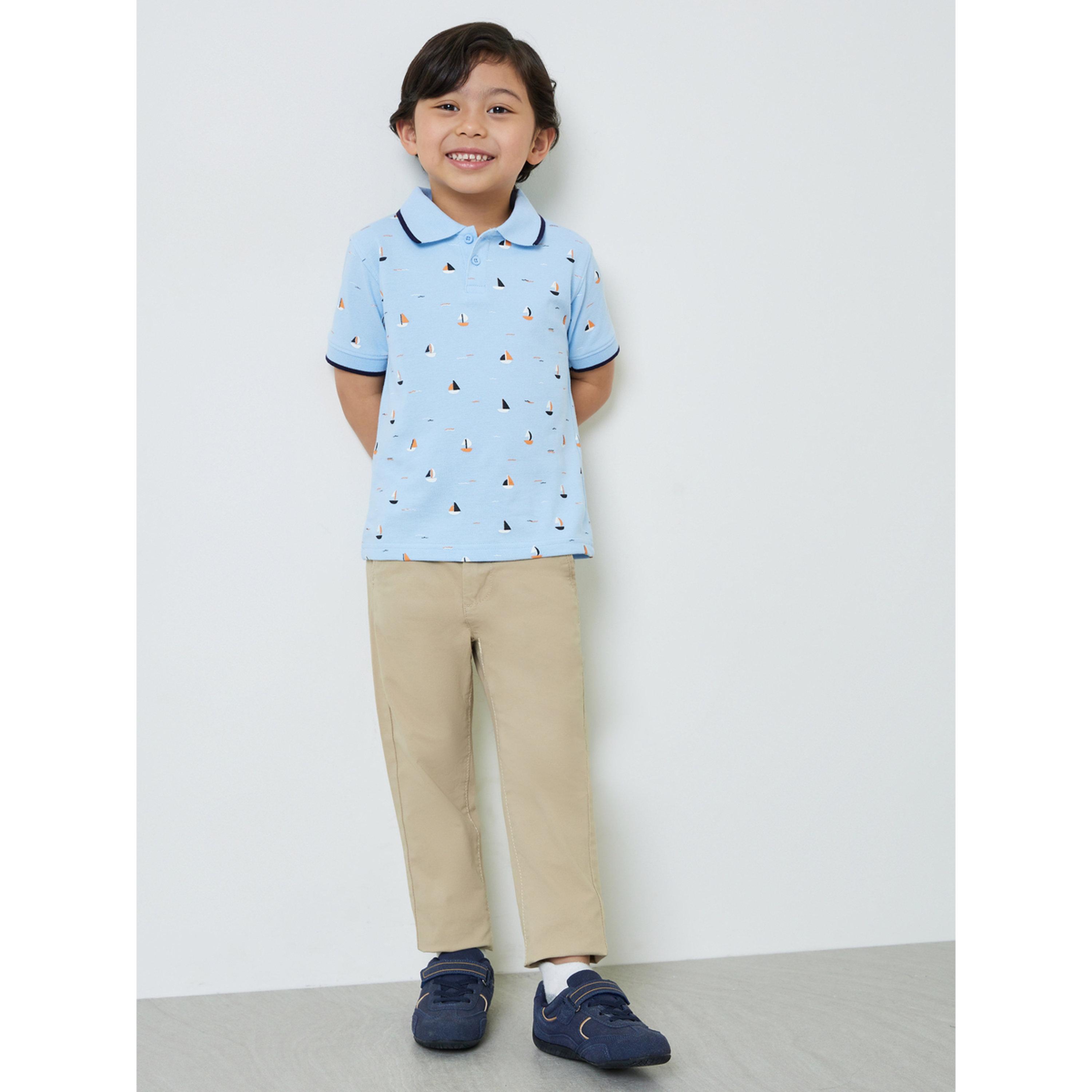 تيشيرت بولو قطن بطبعة سفينة شراعية للأولاد-boys-clothing-tshirtsandpolos-image-2