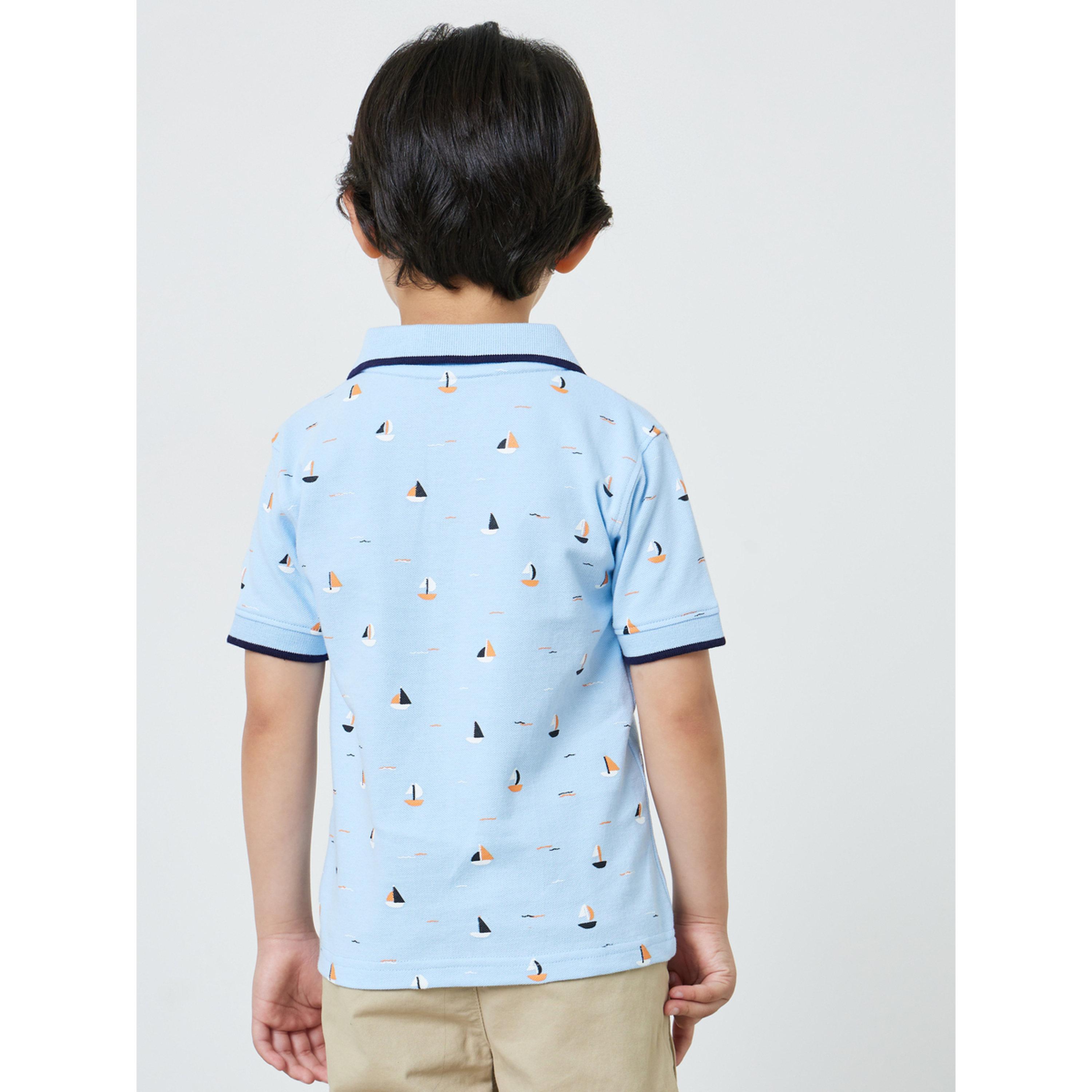تيشيرت بولو قطن بطبعة سفينة شراعية للأولاد-boys-clothing-tshirtsandpolos-image-3