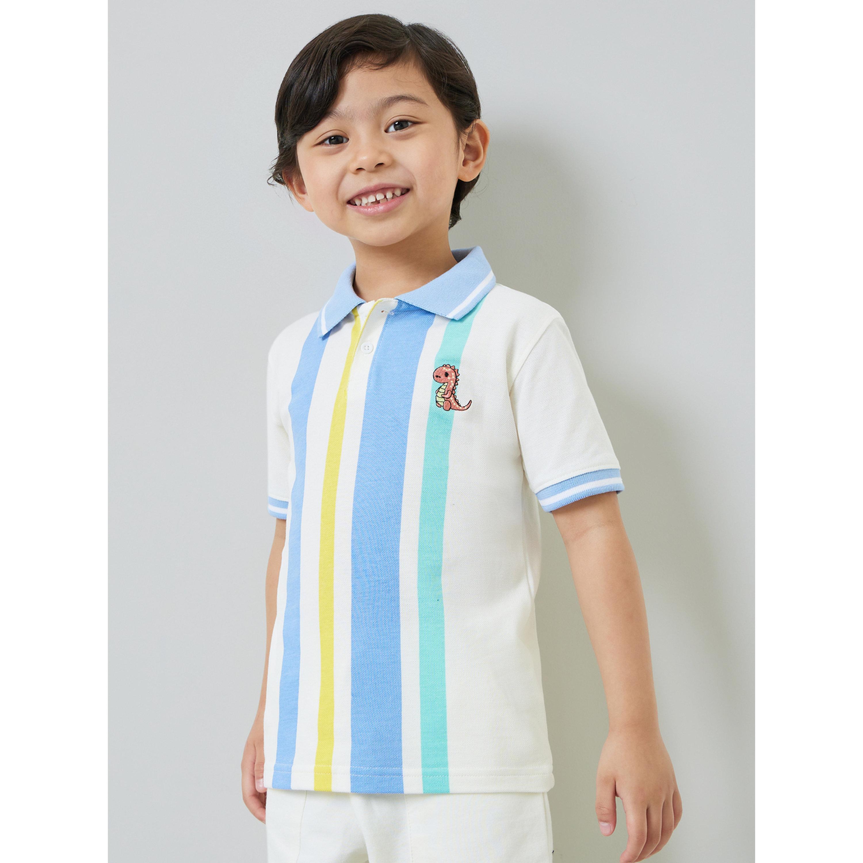 تيشيرت بولو وياقة مُتباينة بنمط خطوط للأولاد-boys-clothing-tshirtsandpolos-image-1