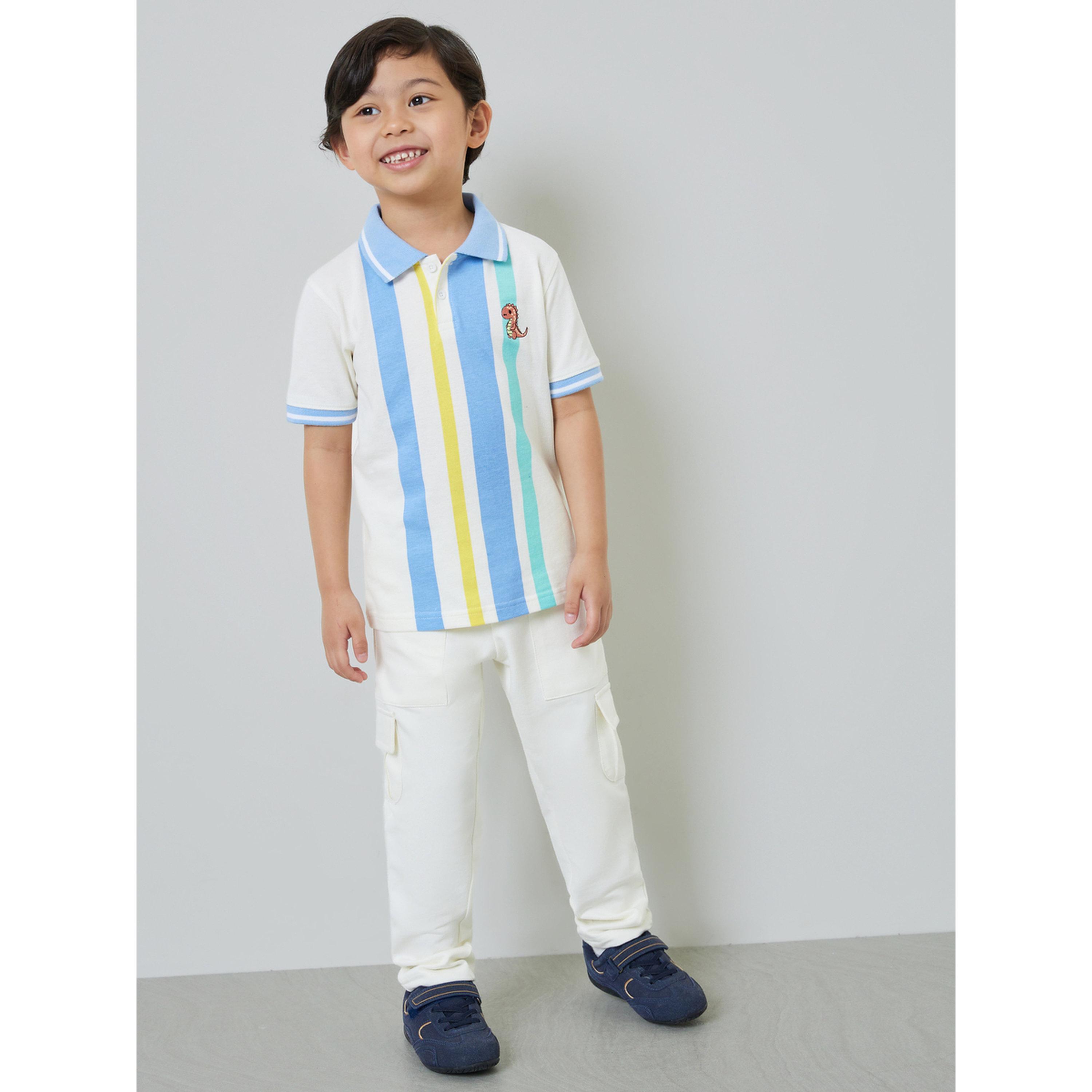 تيشيرت بولو وياقة مُتباينة بنمط خطوط للأولاد-boys-clothing-tshirtsandpolos-image-2