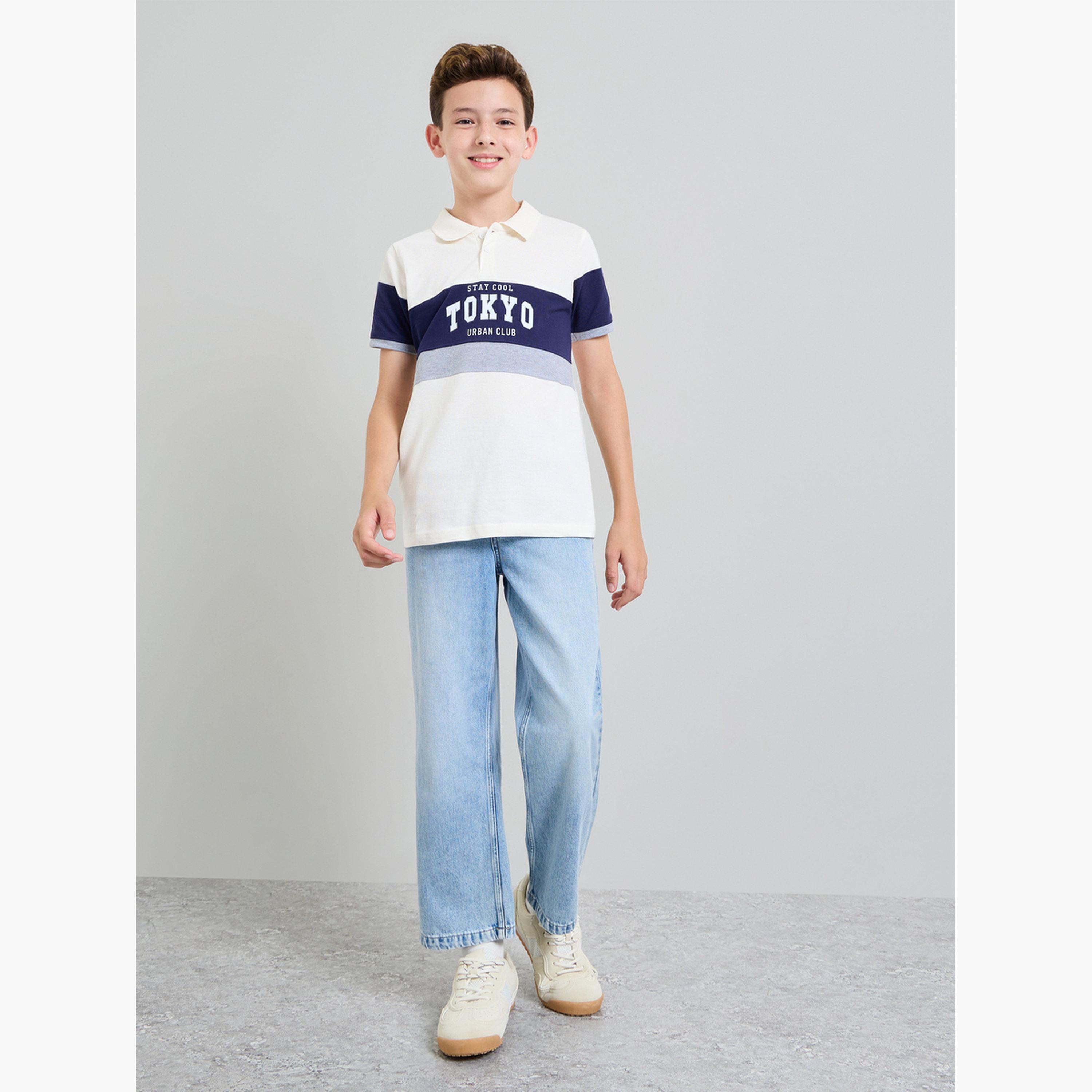 Styli Boys Color Block Polo T-Shirt with Text Print-boys-clothing-tshirtsandpolos-image-2