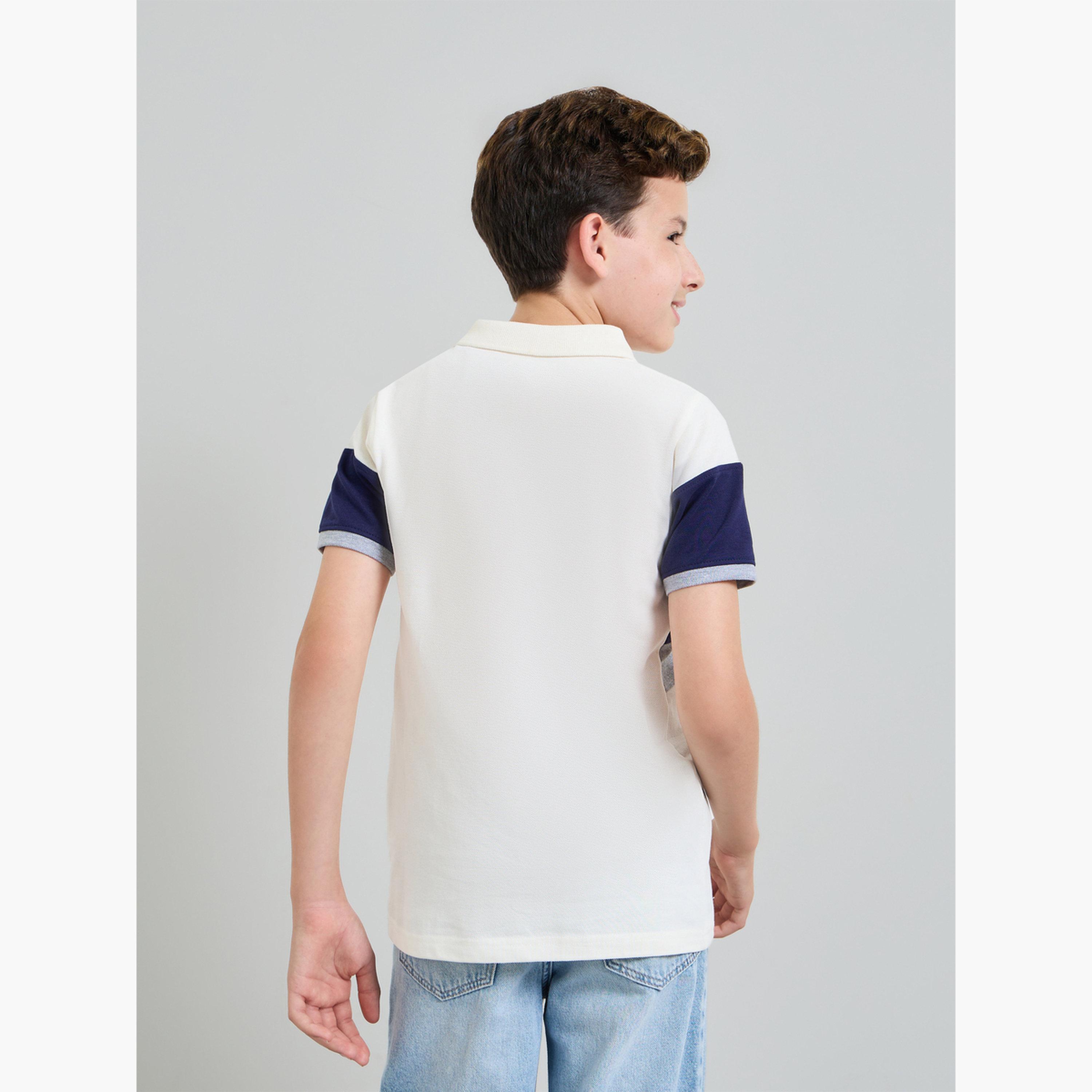 Styli Boys Color Block Polo T-Shirt with Text Print-boys-clothing-tshirtsandpolos-image-3